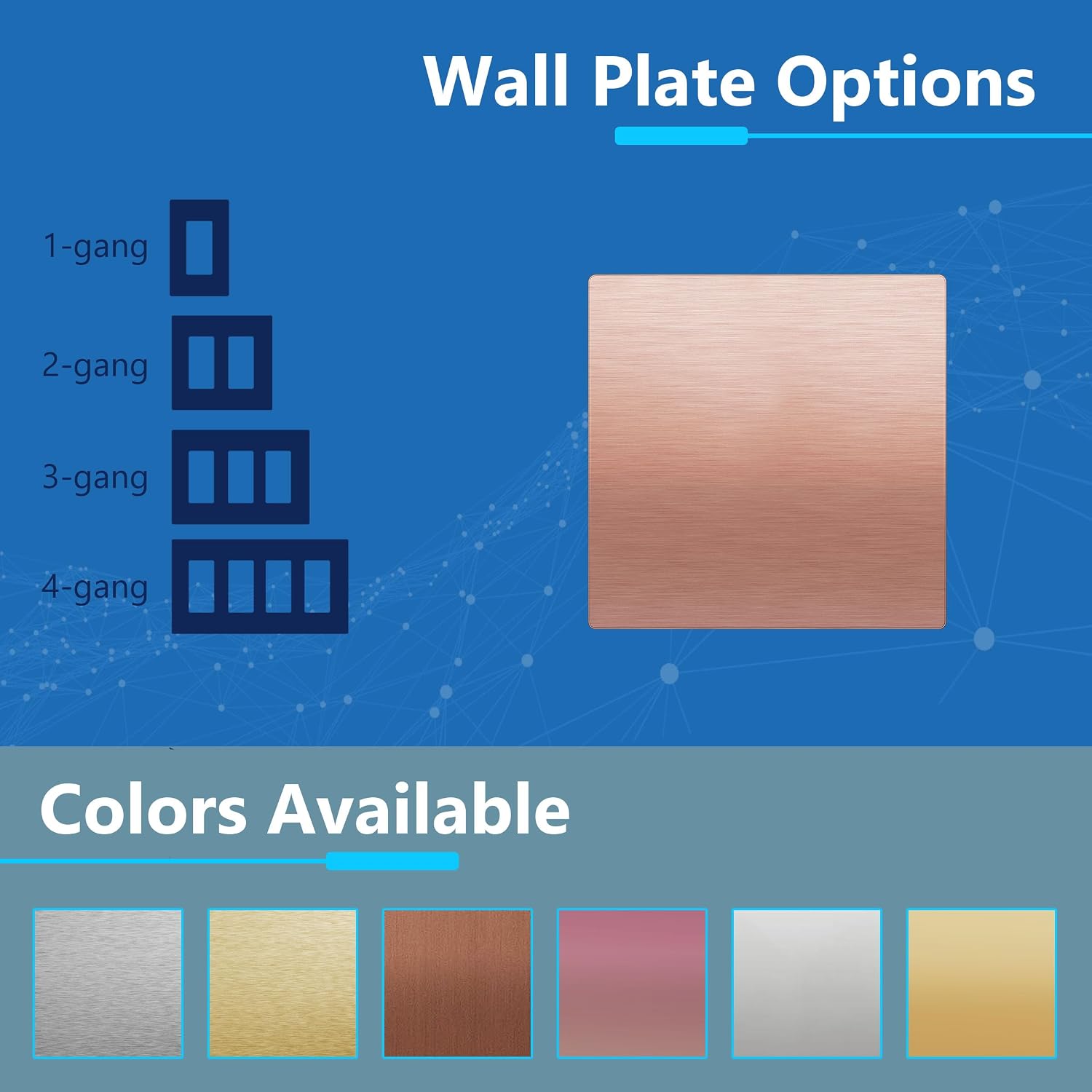LIDER Double Blank Screwless Metal-Surface Wall Plate, Stainless Steel | Mid-Size 2-Gang 4.88” X 4.92”, Temperature And