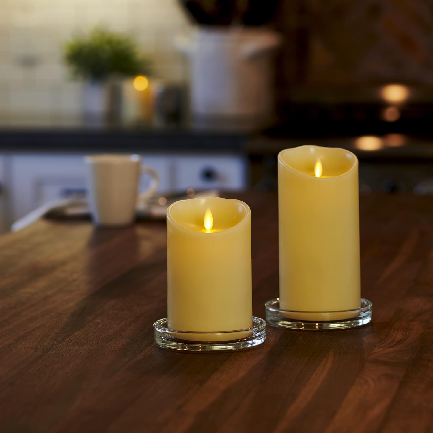 Luminara Flameless LED Battery Operated Ivory Pillar Candle, Flickering Realistic Moving Flame, 3" x 4.5" Luminous Real