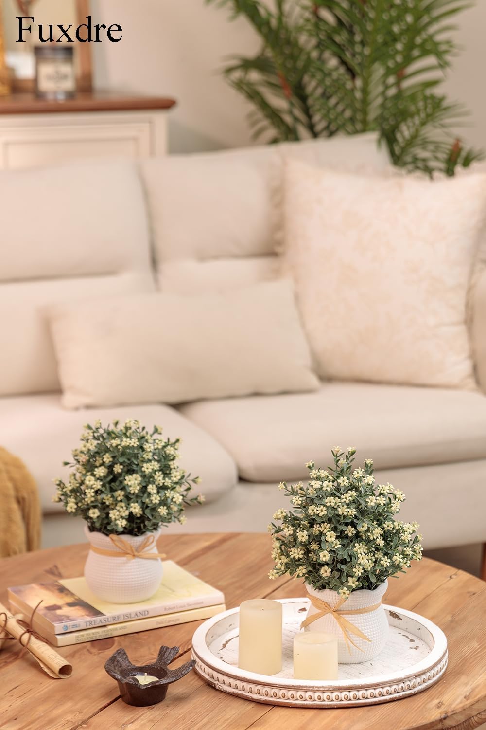 Faux Plants Indoor / Ivory / Floral / Set of 2