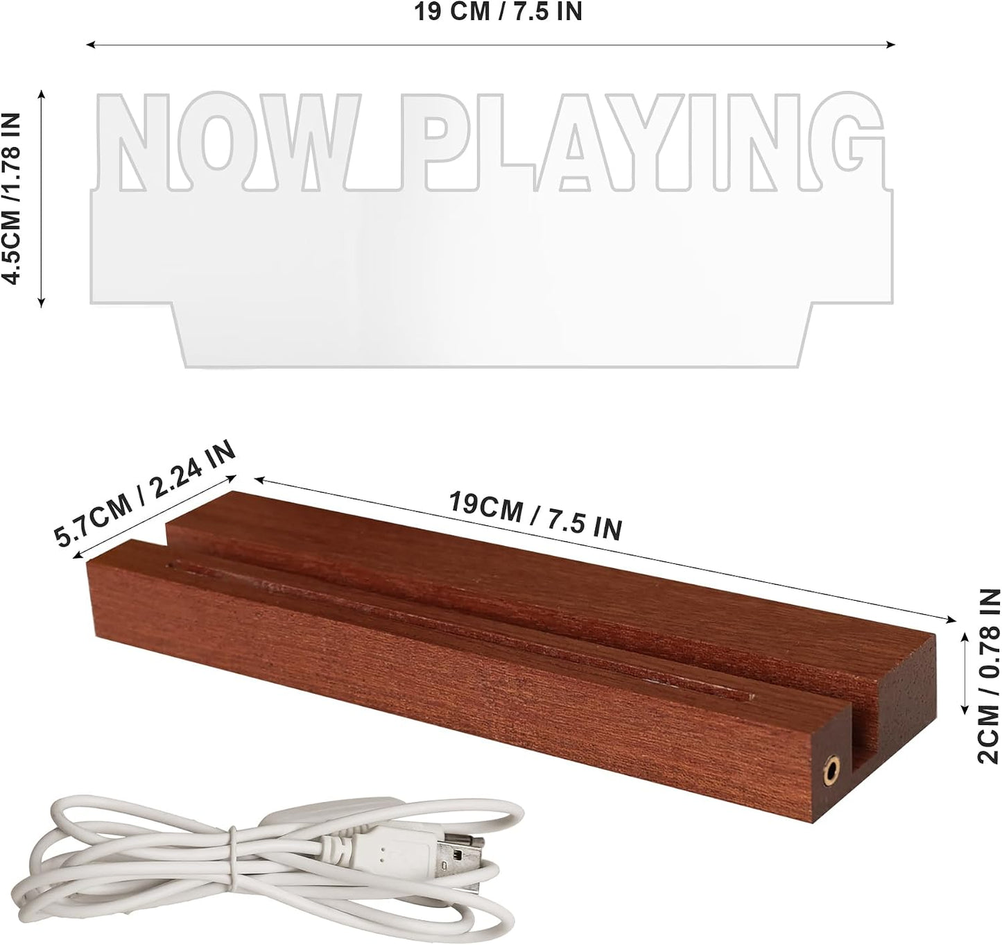 CoolGift Mart Now Playing Vinyl Record Stand Wall Mount, Light up Record Holder, Wooden Acrylic Display with Warm White