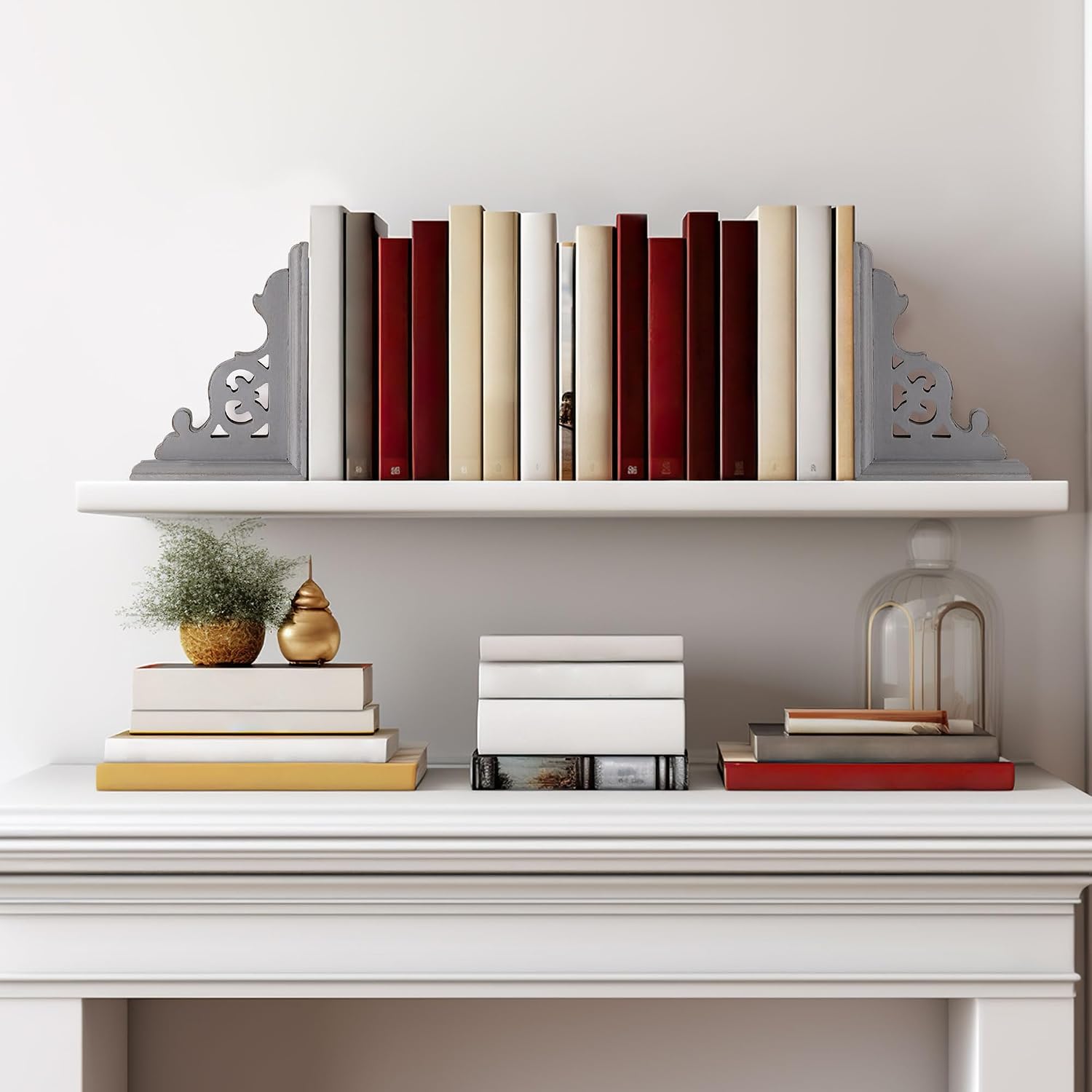 Decorative Heavy Duty Wood Bookends for Books/CDs/Vinyls/Magazines / Dark Grey