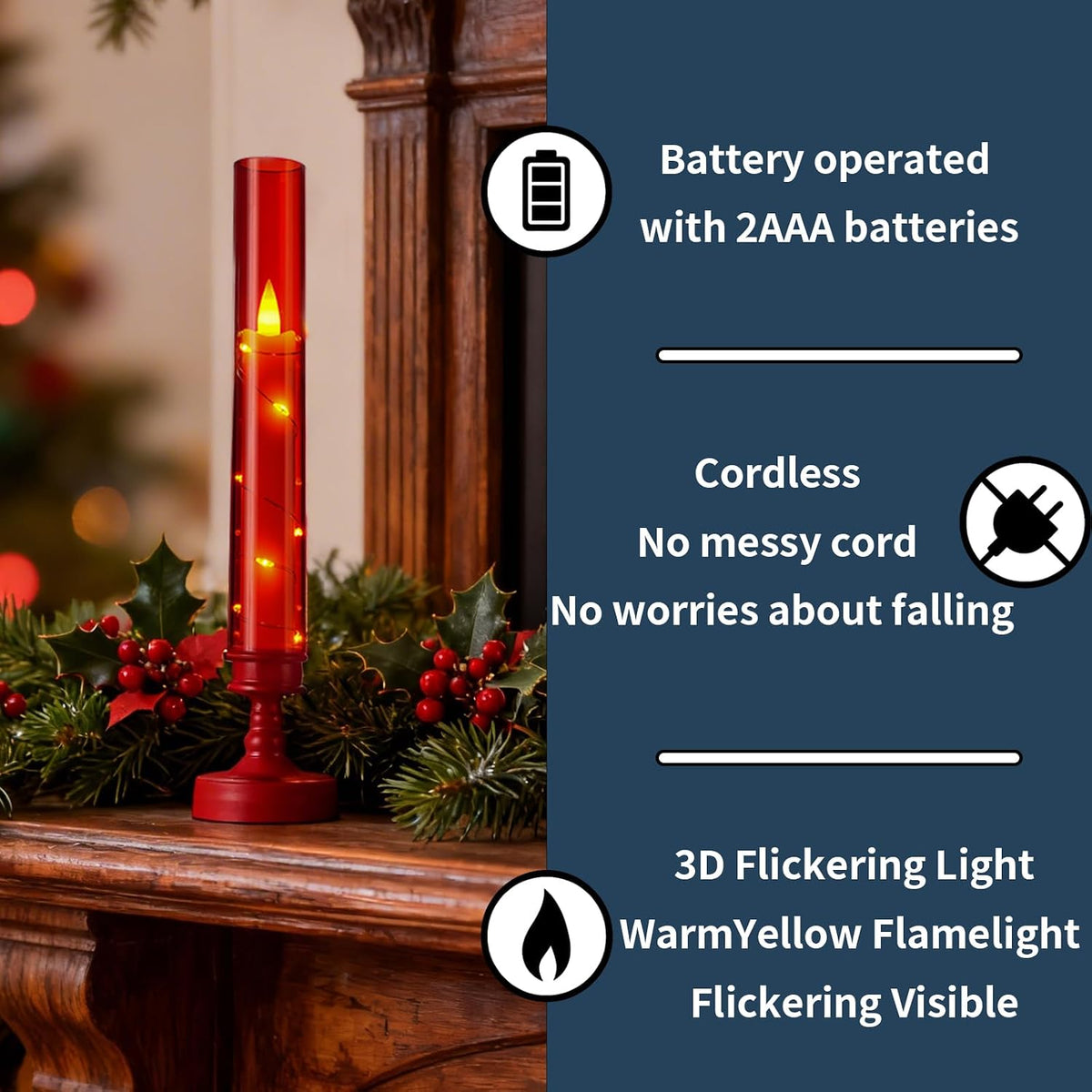 6 PCS Flameless Candles with Timer, Flickering Flameless LED Pillar Candles for Romantic Ambiance with Embedded Star