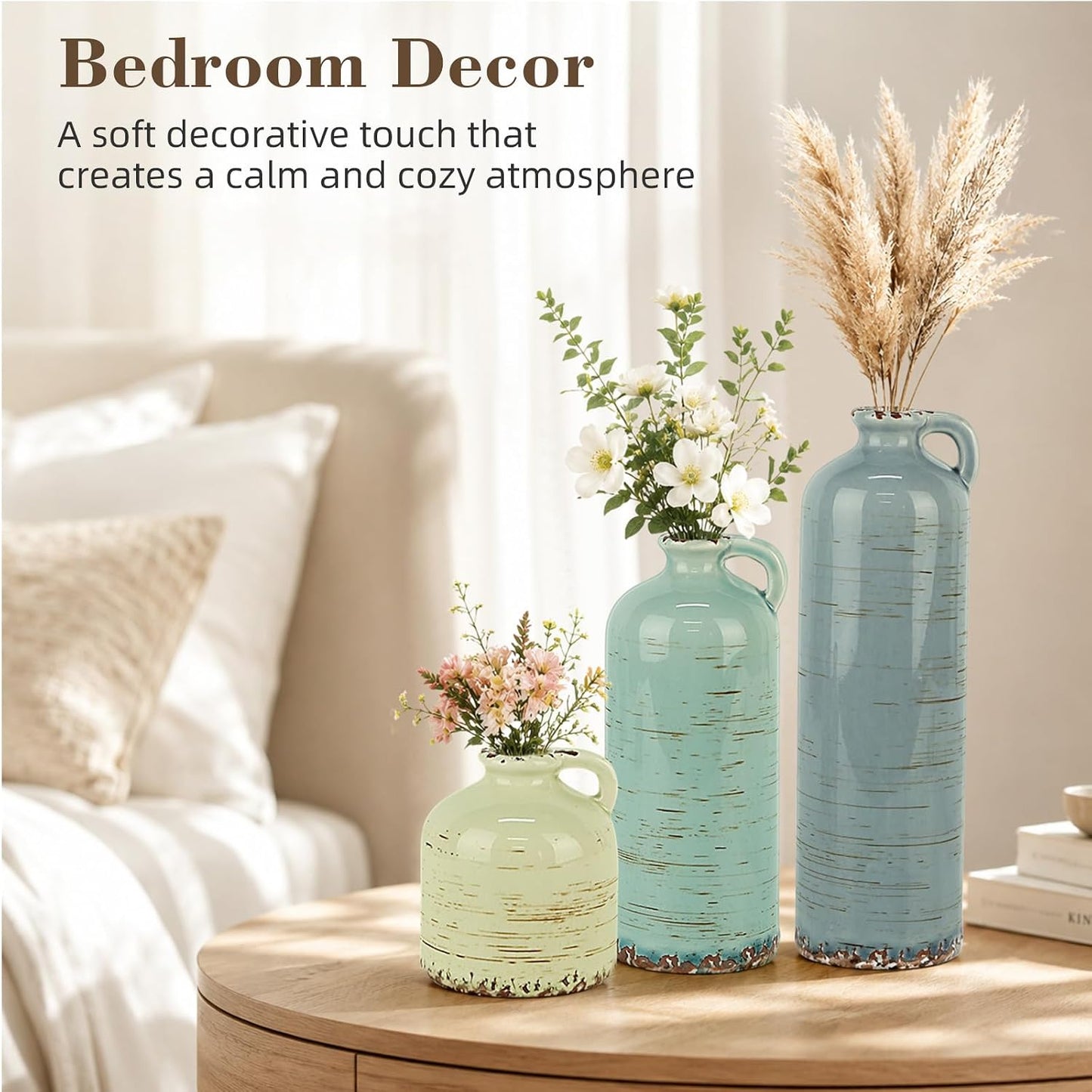 Ceramic Vases / Neutral Rustic Flower Vases / Morandi / Set of 3