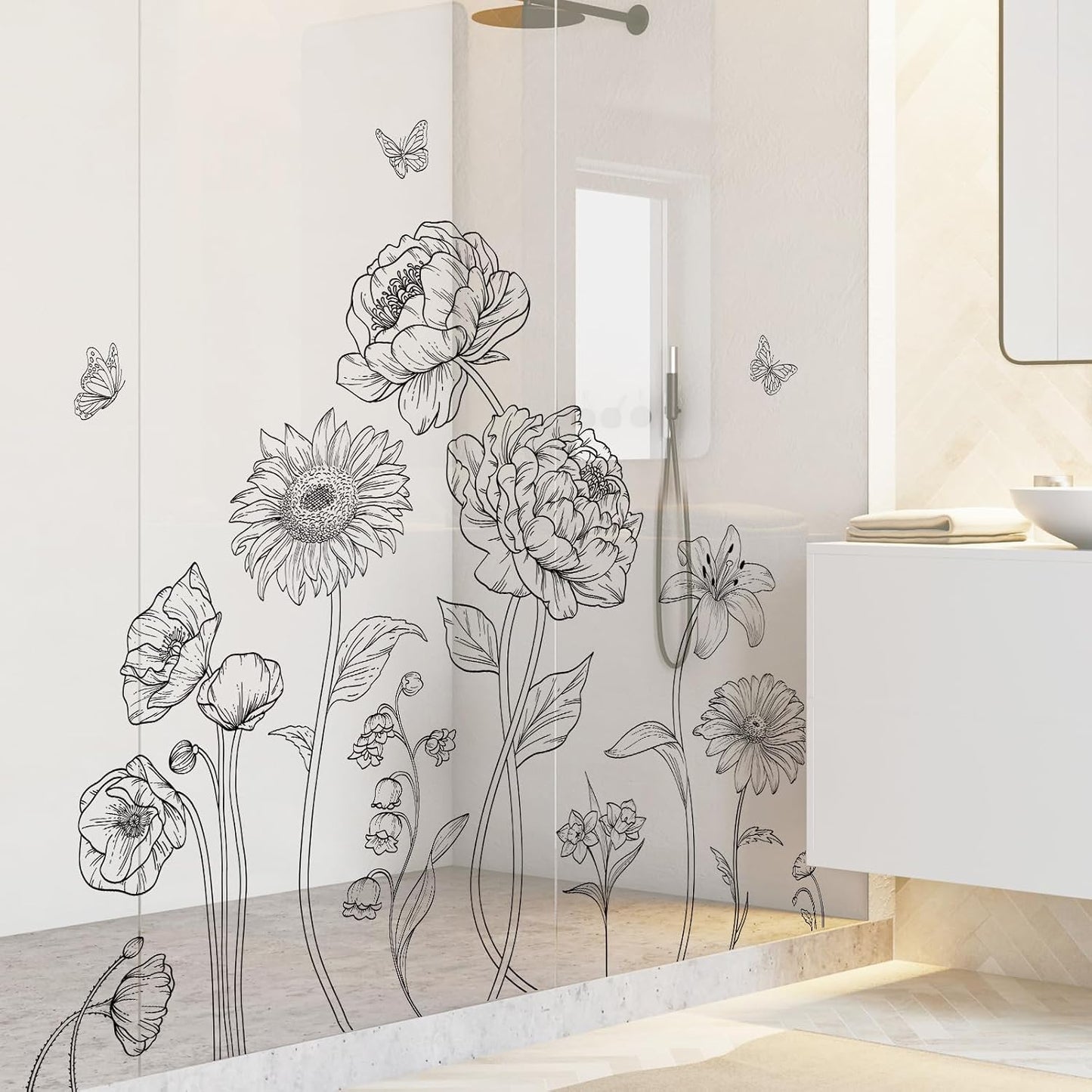 Vinyl Simple Garden Flower Wall Sticker / Black Boho Flower
