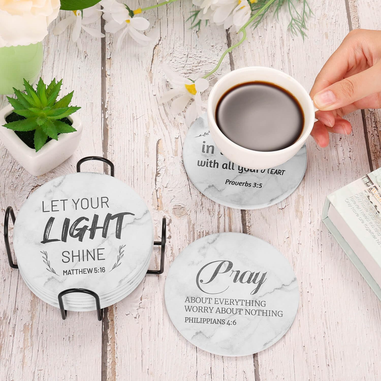 Holder / Absorbent Drink Coasters / Set of 8