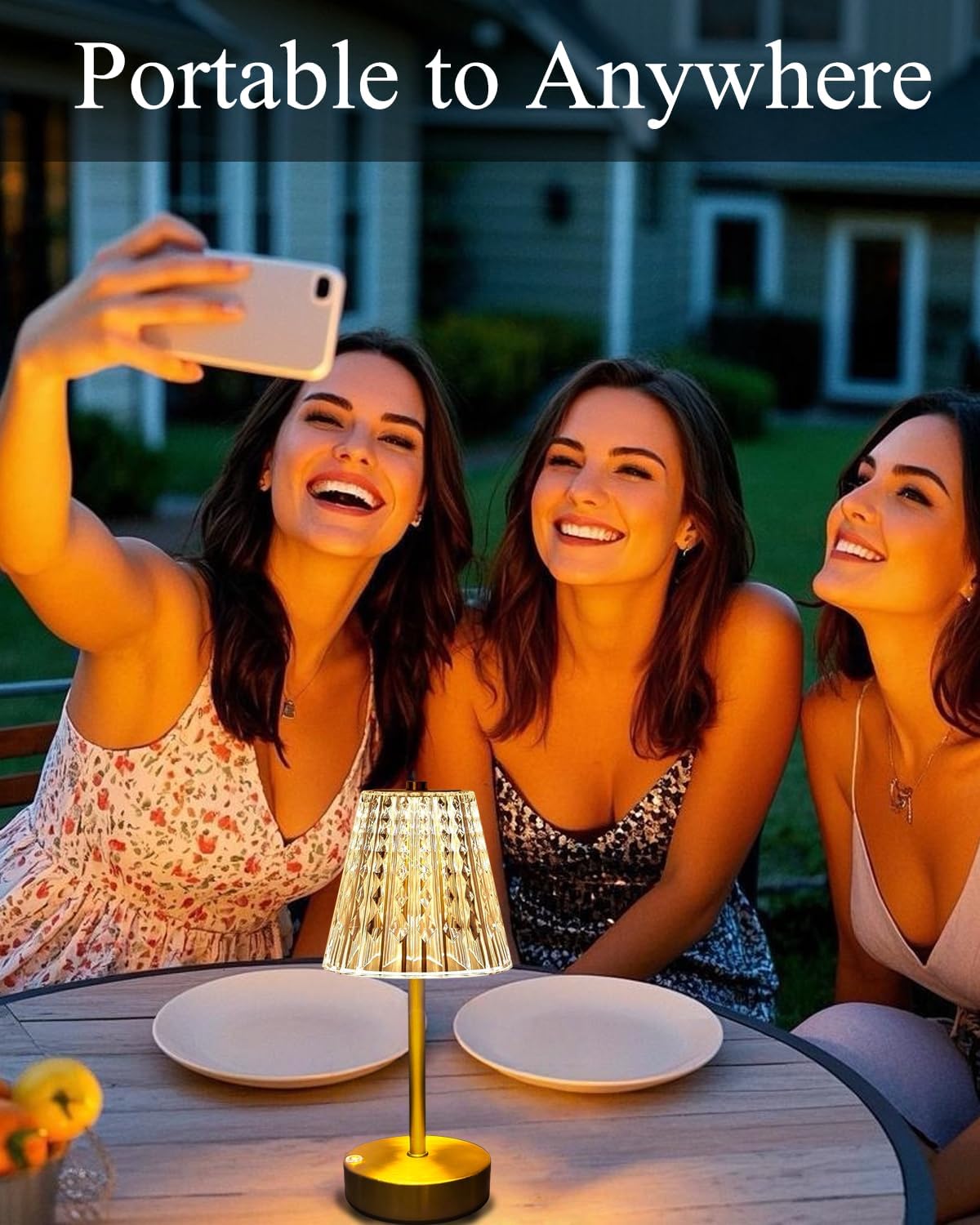 Gold Cordless Table Lamp Rechargeable,5000mAh Battery Operated Lamps,Mini Small Crystal Table Lamp for Restaurant