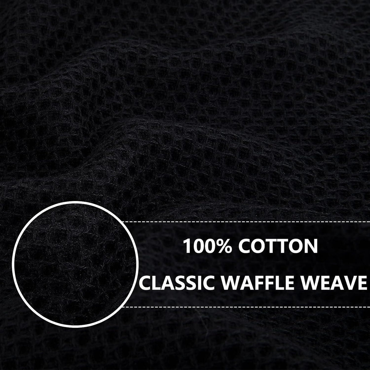 Homaxy 100% Cotton Waffle Weave Kitchen Dish Towels 18-Pack, Black | 13 x 28 Inches, Ultra Soft Absorbent Dish Towels