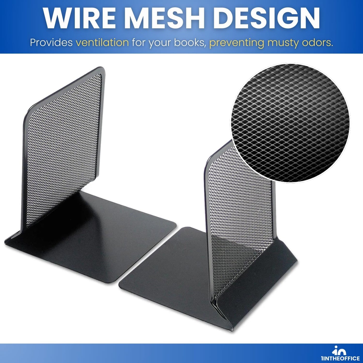 Metal Mesh Bookends Heavy Duty / Matte Black