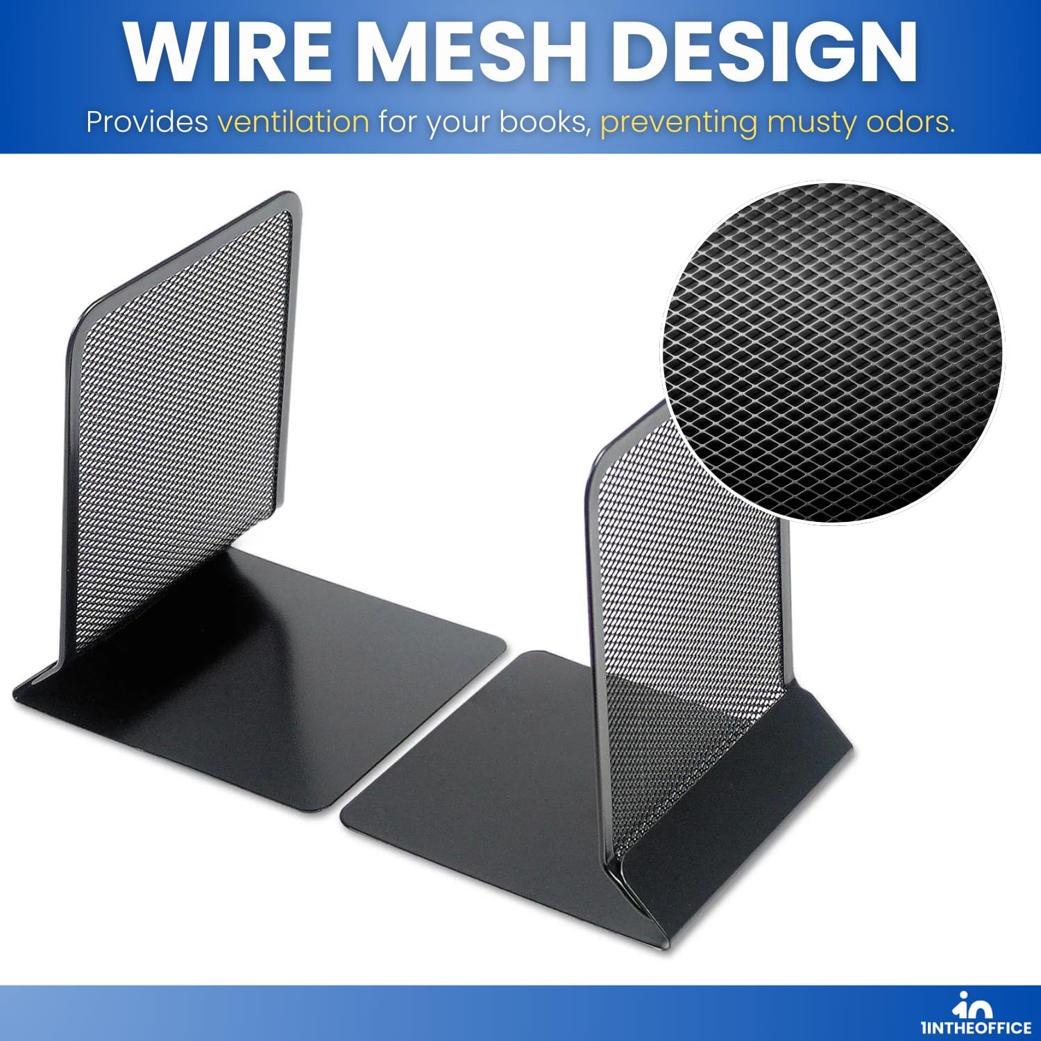 Metal Mesh Bookends Heavy Duty / Matte Black