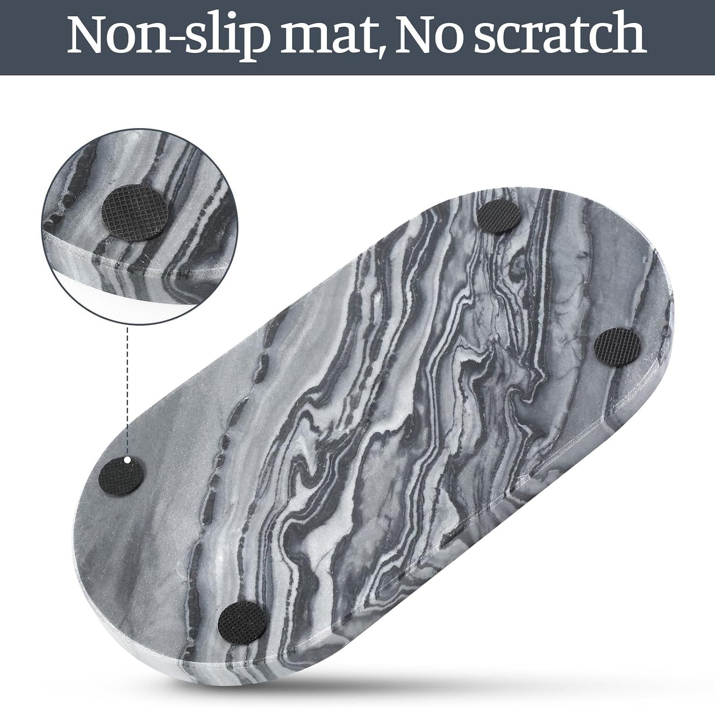 Candles / Natural Marble Tray / Elephant Grey / 12 x 6 x 0.8