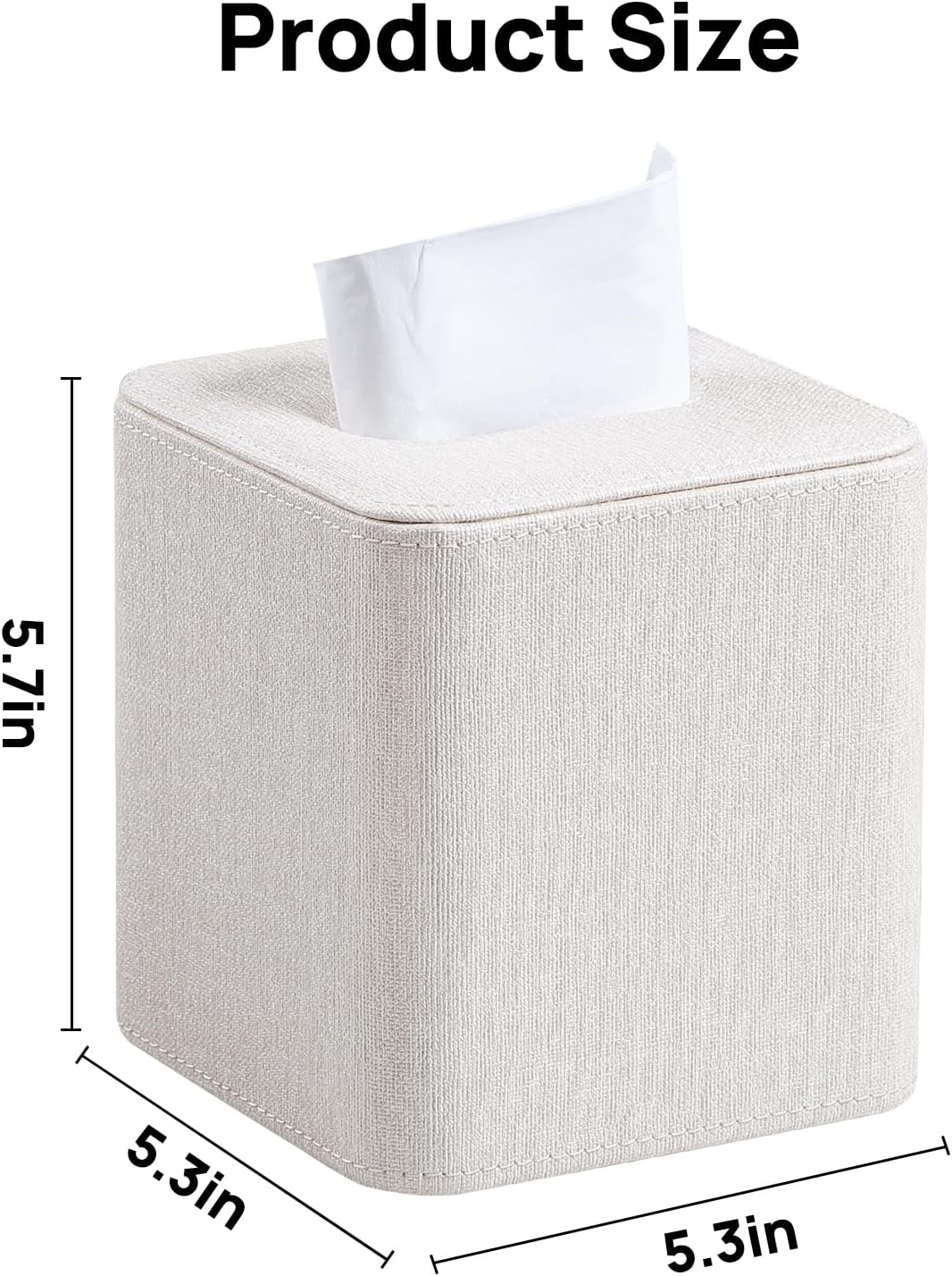 Square Linen Tissue Box Cover / Beige
