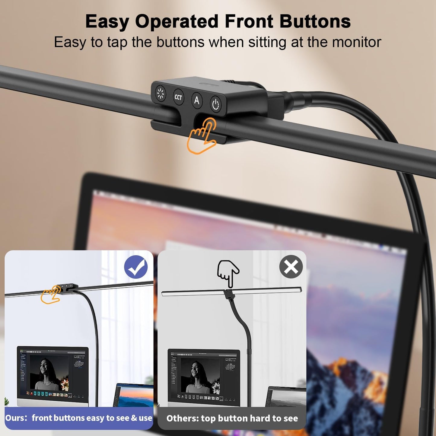 24W Led Desk Lamps with Clamp for Office Home, 31.5-in Double Head, Black | Dual Screen Computer Monitor Desk