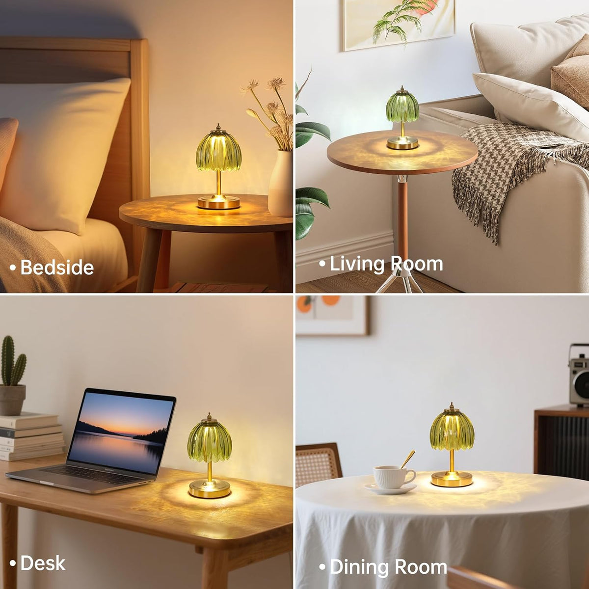 Shenmoyl Tulip Small Table Lamp, 5200mAh Cordless Touch Control Mini Table Lamp with 3 Color Temps & Stepless Dimming
