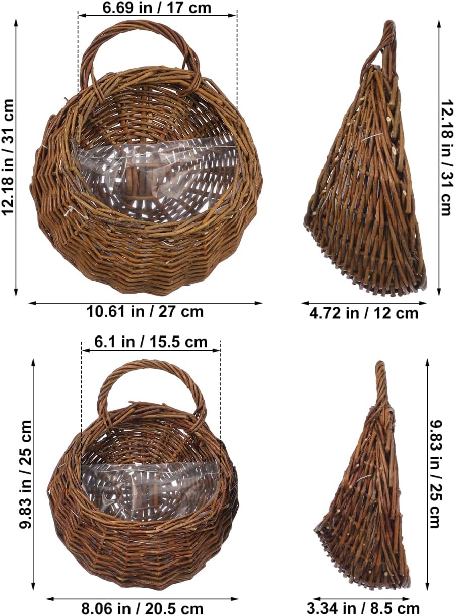 Wall Hanging Flower Pot Basket Rattan Wall-Mounted Flower Basket