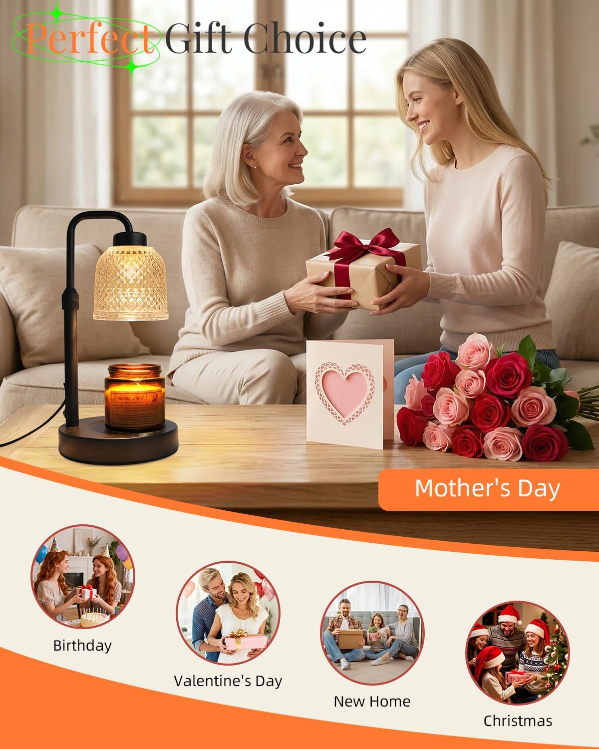 AIFEI Candle Warmer Lamp with Timer, Birthday Gifts for Women Mom CoalBlack | Flameless Candle Lamp - Dimmable