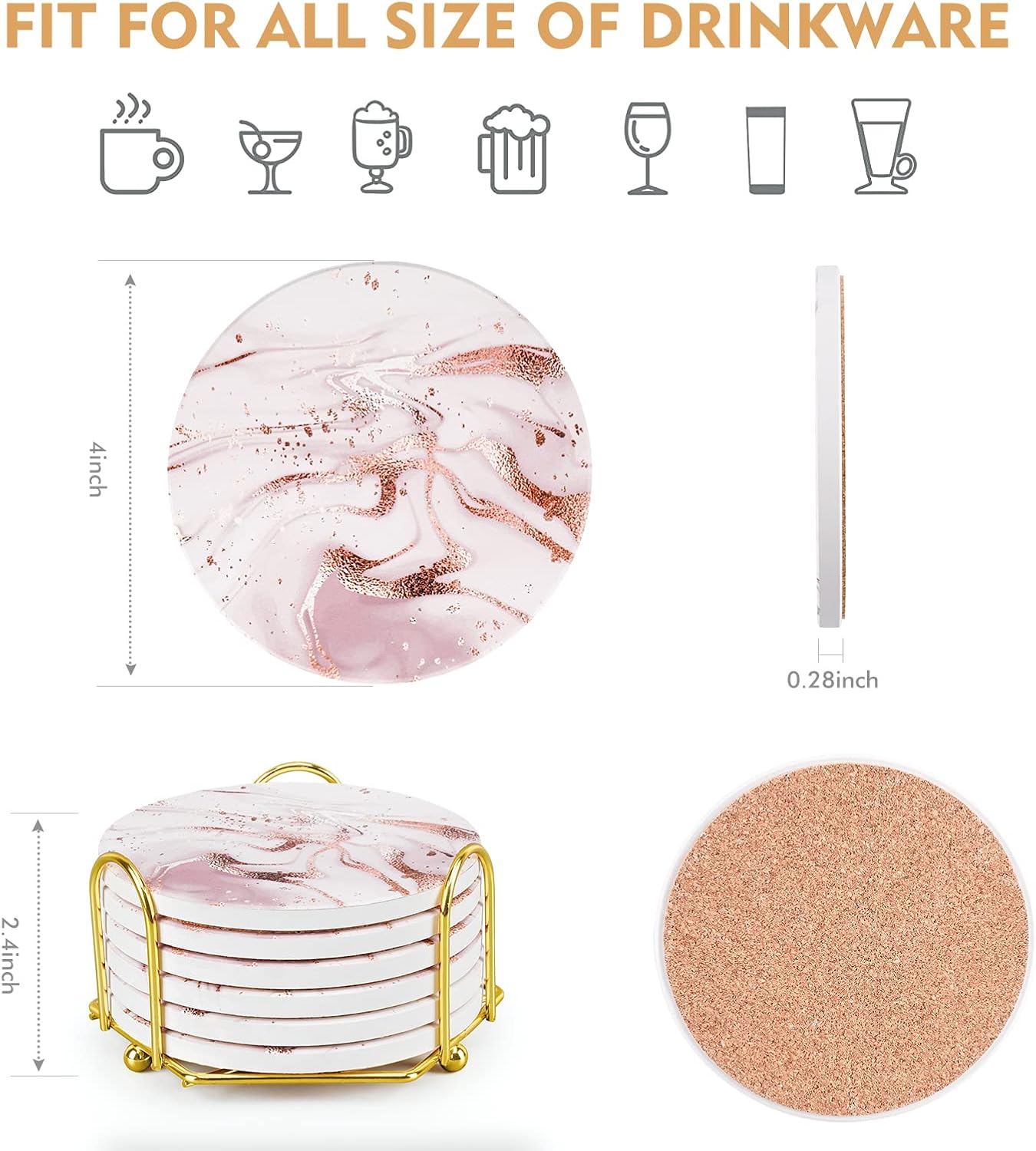 Holder for Dining Table / Pink / Round / Set of 6