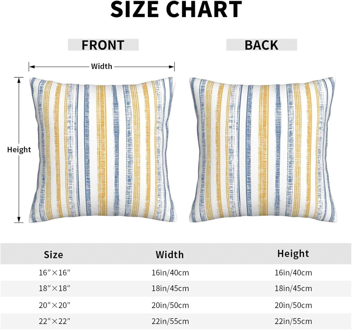 Boho Striped Throw Pillow Covers / 18 x 18 / Blue Yellow / Set of 18