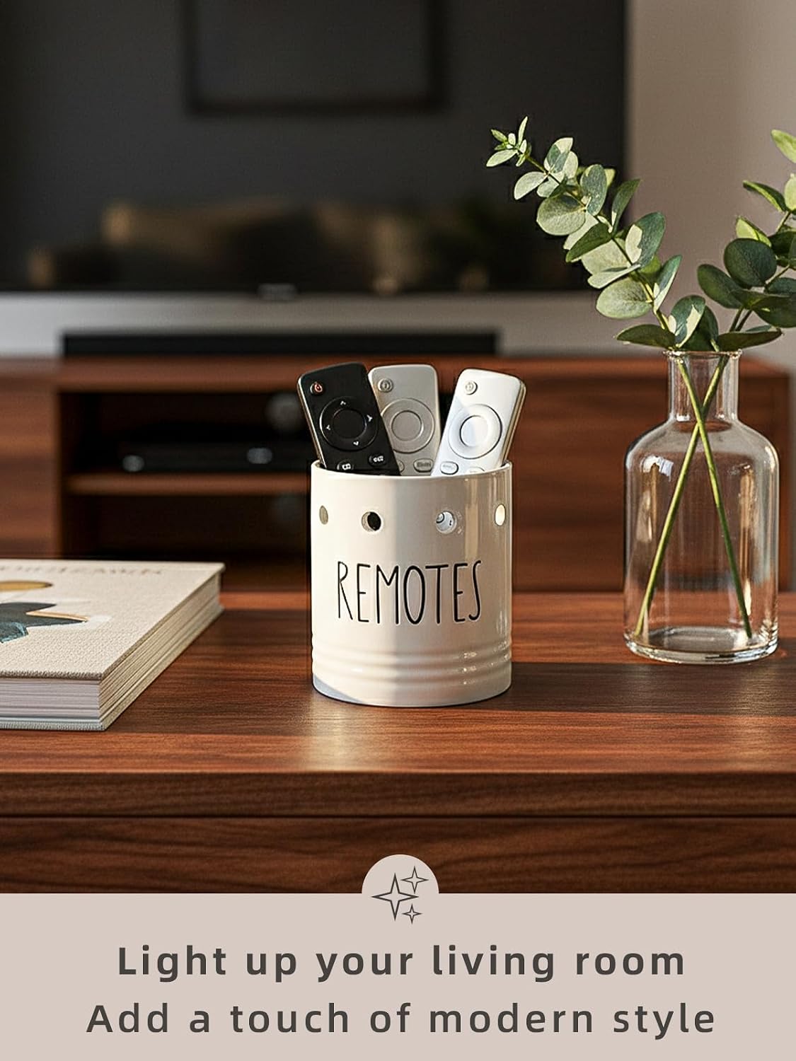 Farmhouse Ceramic Remote Control Holder / White