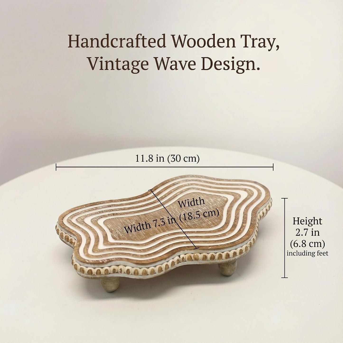 Round Wooden Tray Riser / 11.6in