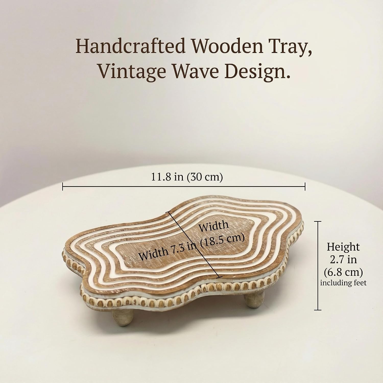 Round Wooden Tray Riser / 11.6in