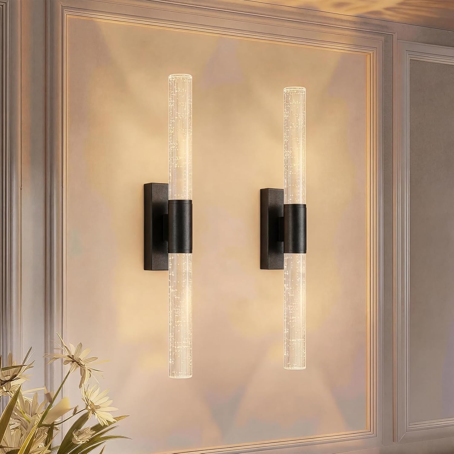camuucci Battery Operated Wall Sconces Set of 2, Rechargeable Wall Lights