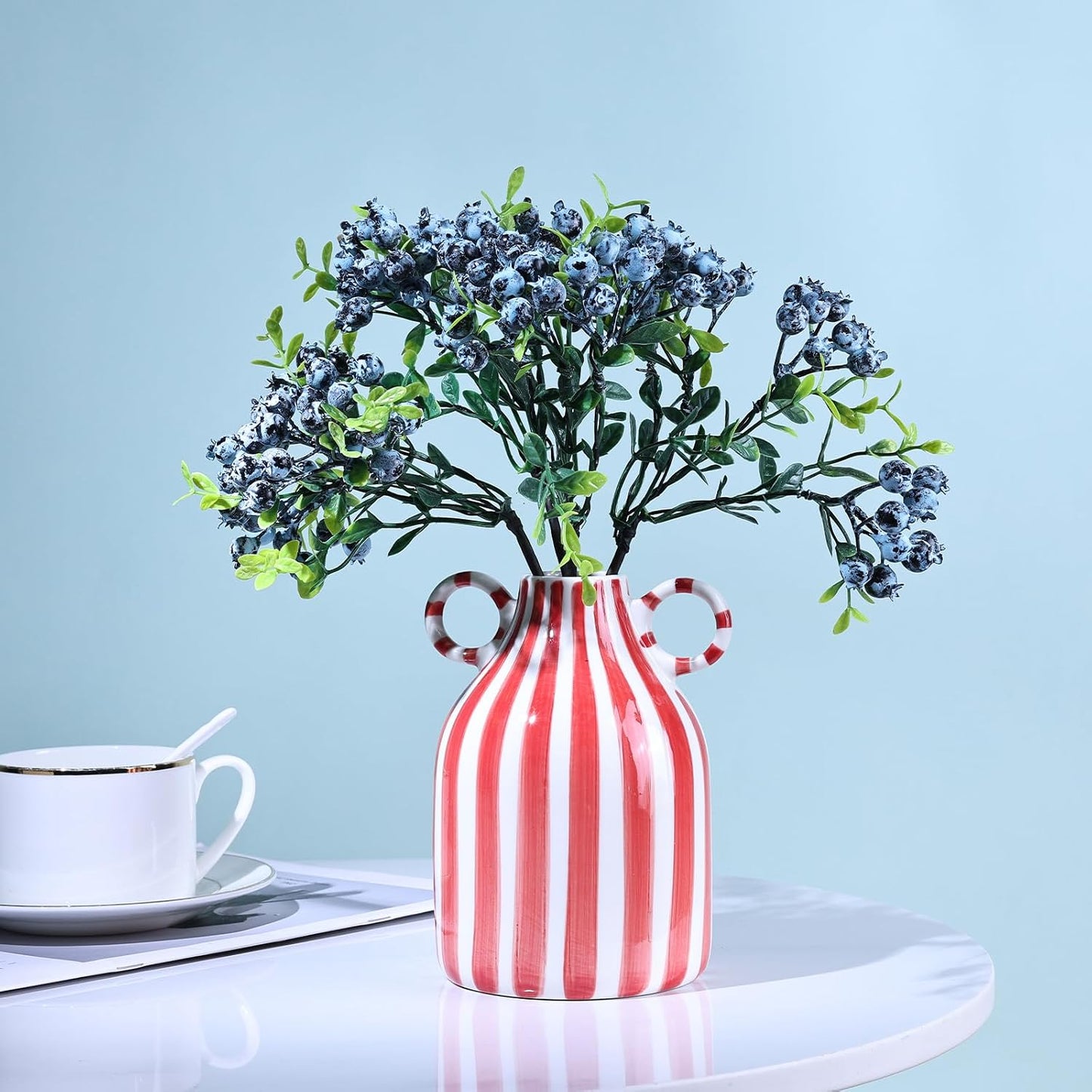 Ceramic Vase / Red and White