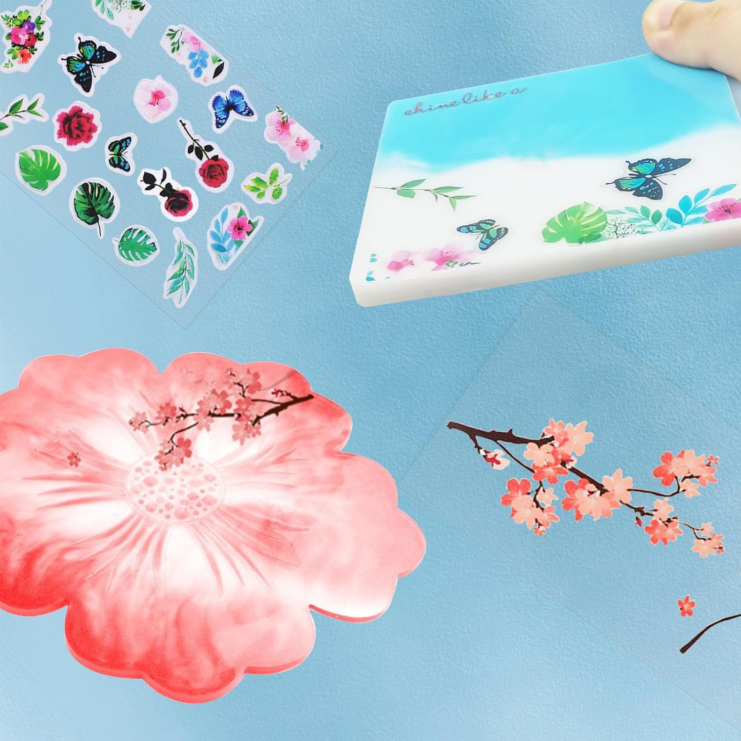 Large Flower Resin Molds for Tray and Coaster Casting / A / Set of 5