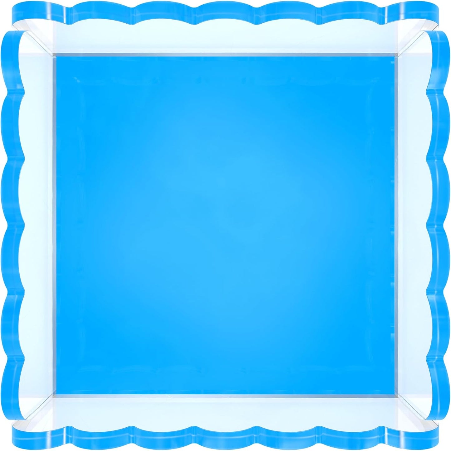 Scalloped Acrylic Tray / Blue / 8 x 8