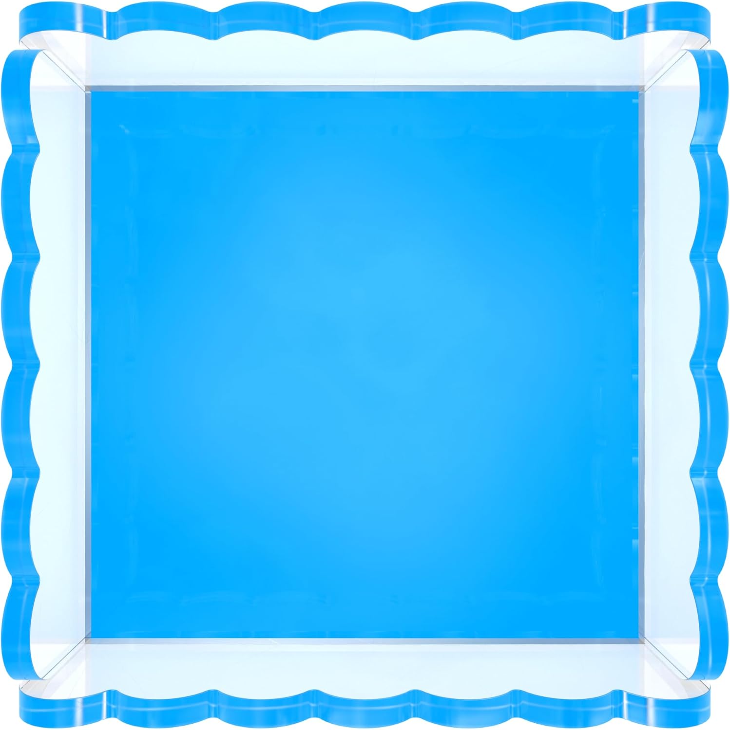Scalloped Acrylic Tray / Blue / 8 x 8
