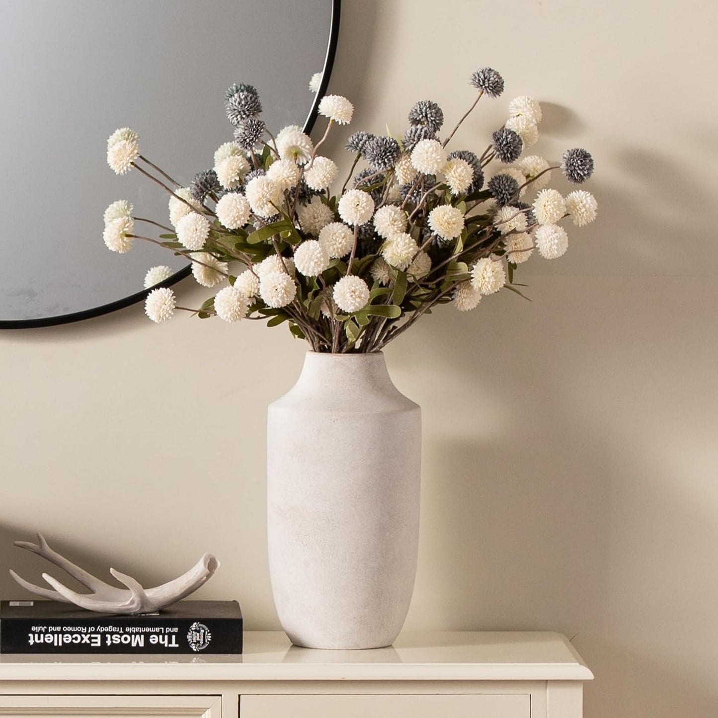 Ceramic Flower Vase / 12.5"h-antique / White / 12.5 Inch