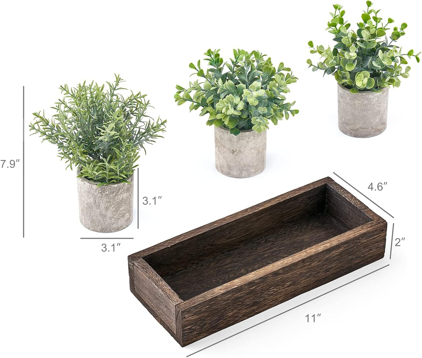 Wood Tray Centerpiece Table Decorations / Set of 3
