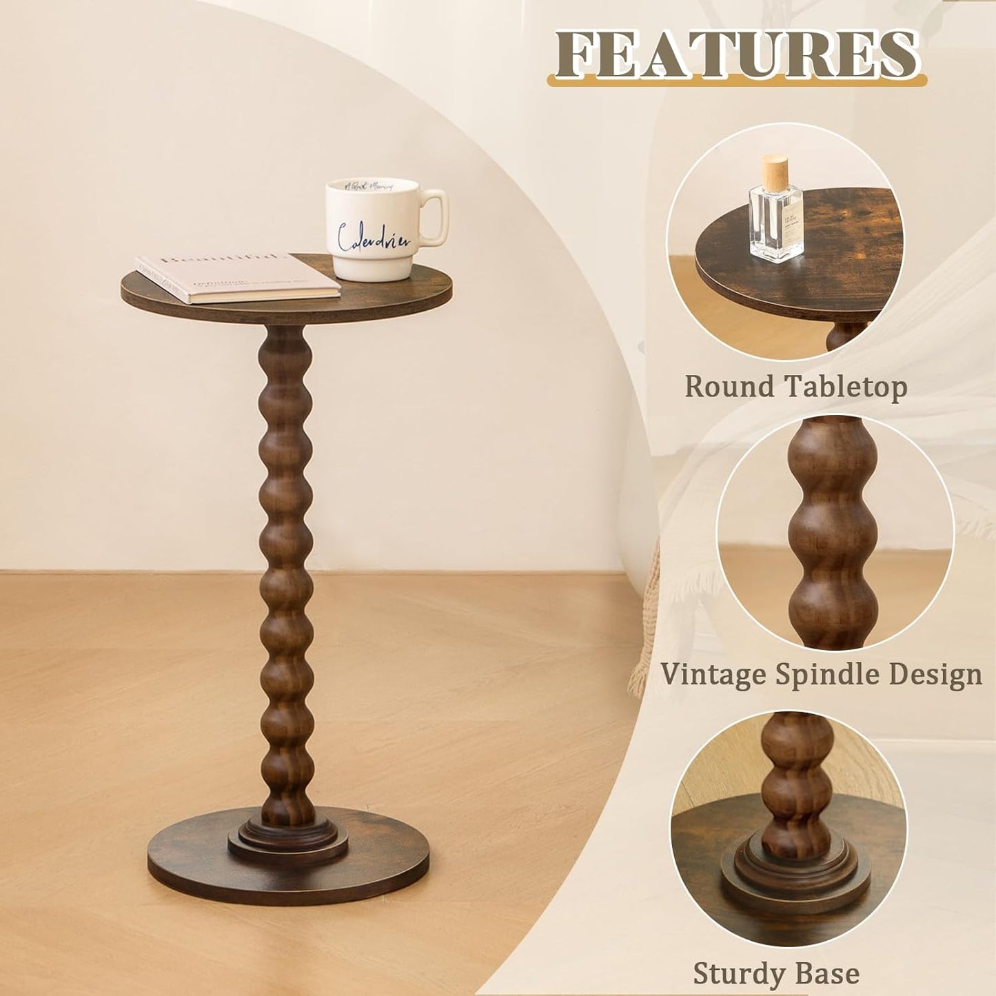Modern Accent Nightstand / Rustic Brown