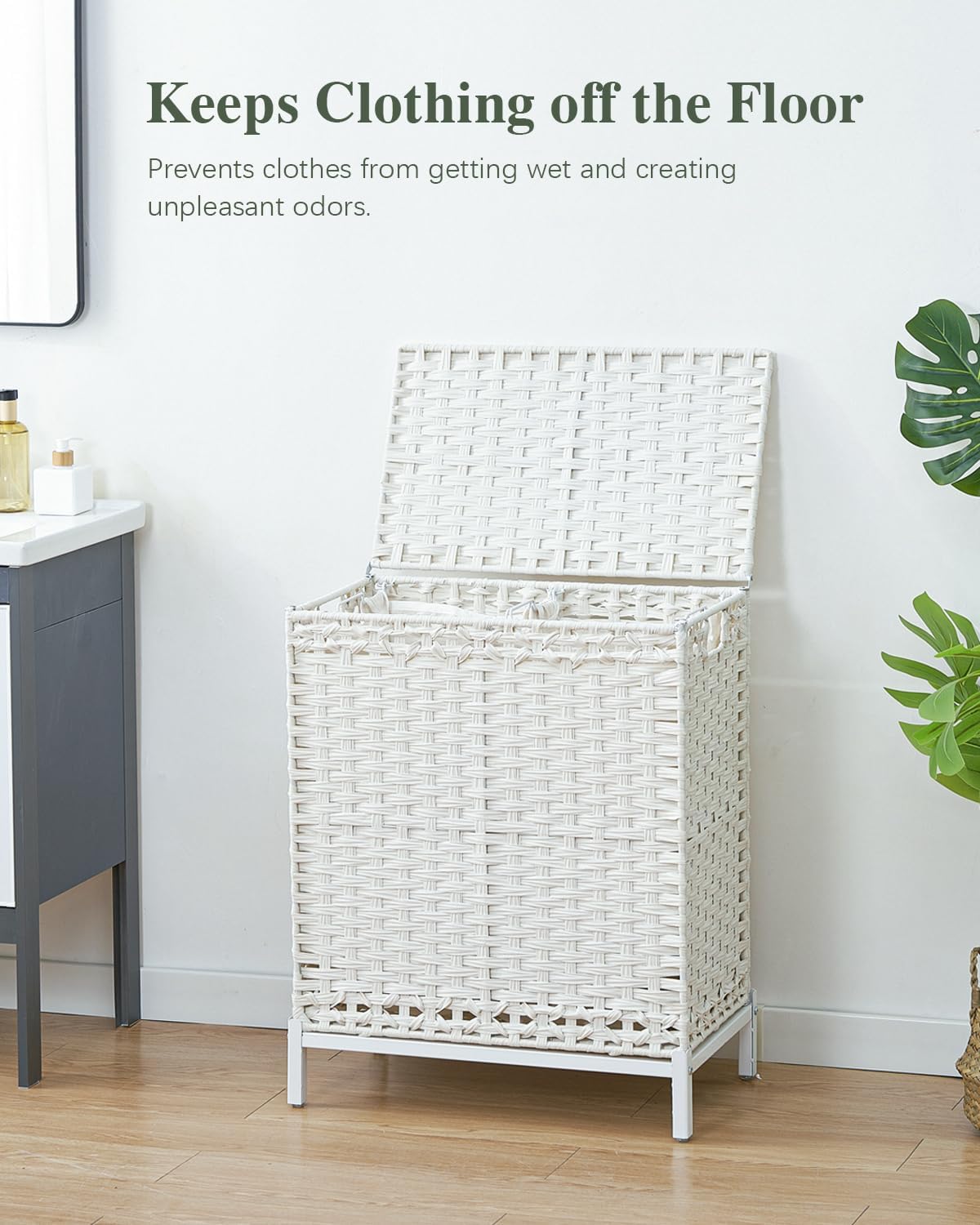 112 L Handwoven Rattan Wicker Laundry Basket / Cloud White / 112 L - 29.6 Gal