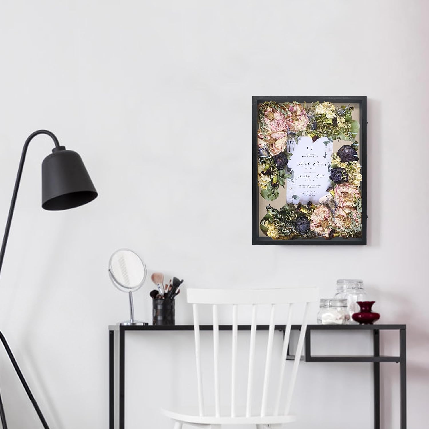 GraduationMall 18x24 Wood Shadow Box Frame Glass Door Display Case with Linen Back and 6 Stick Pins,1.5 inches Interior