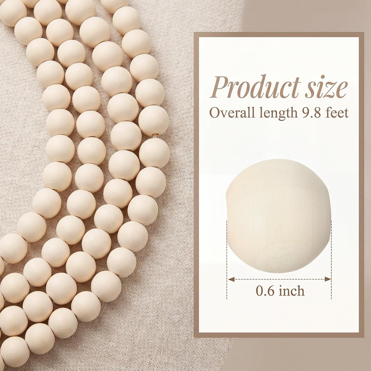 Wooden Bead Garland / Natural Wood Color