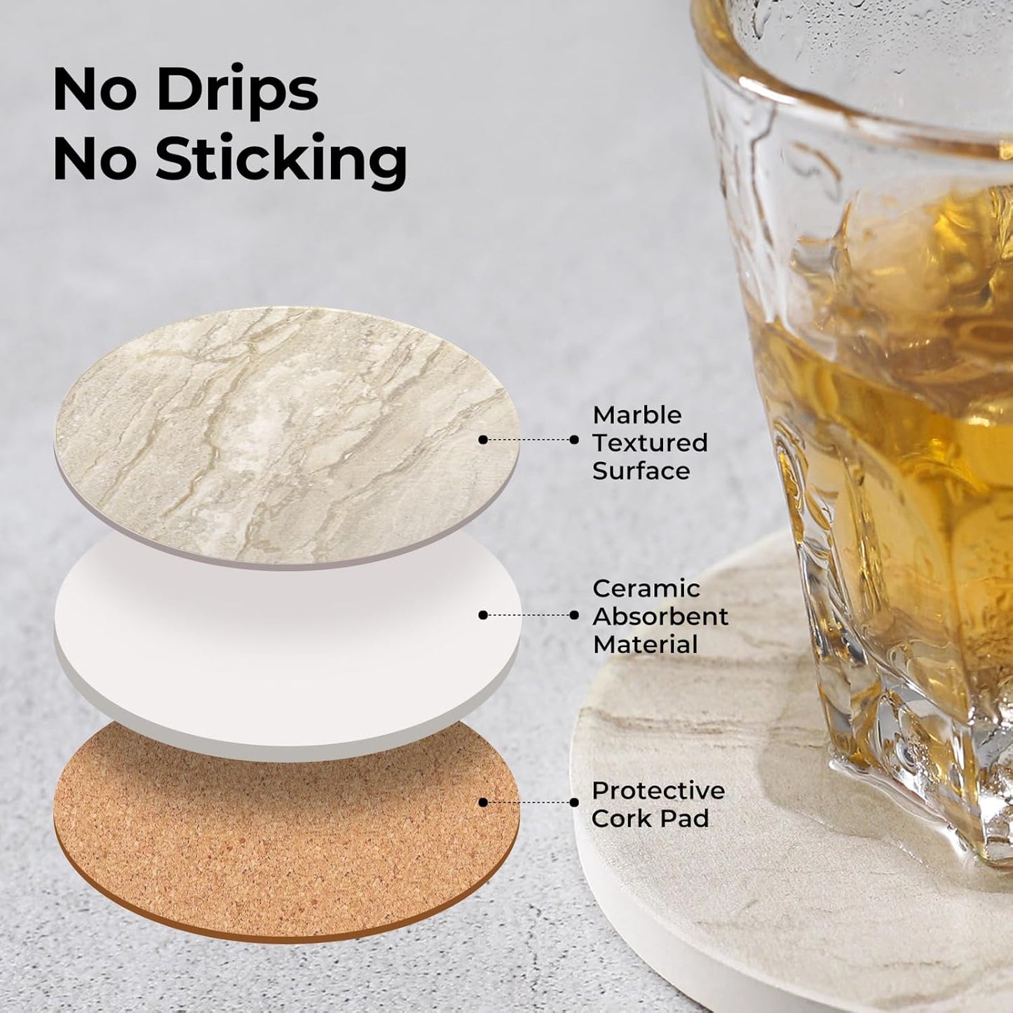 Coasters for Drinks Absorbent / Sand Marble