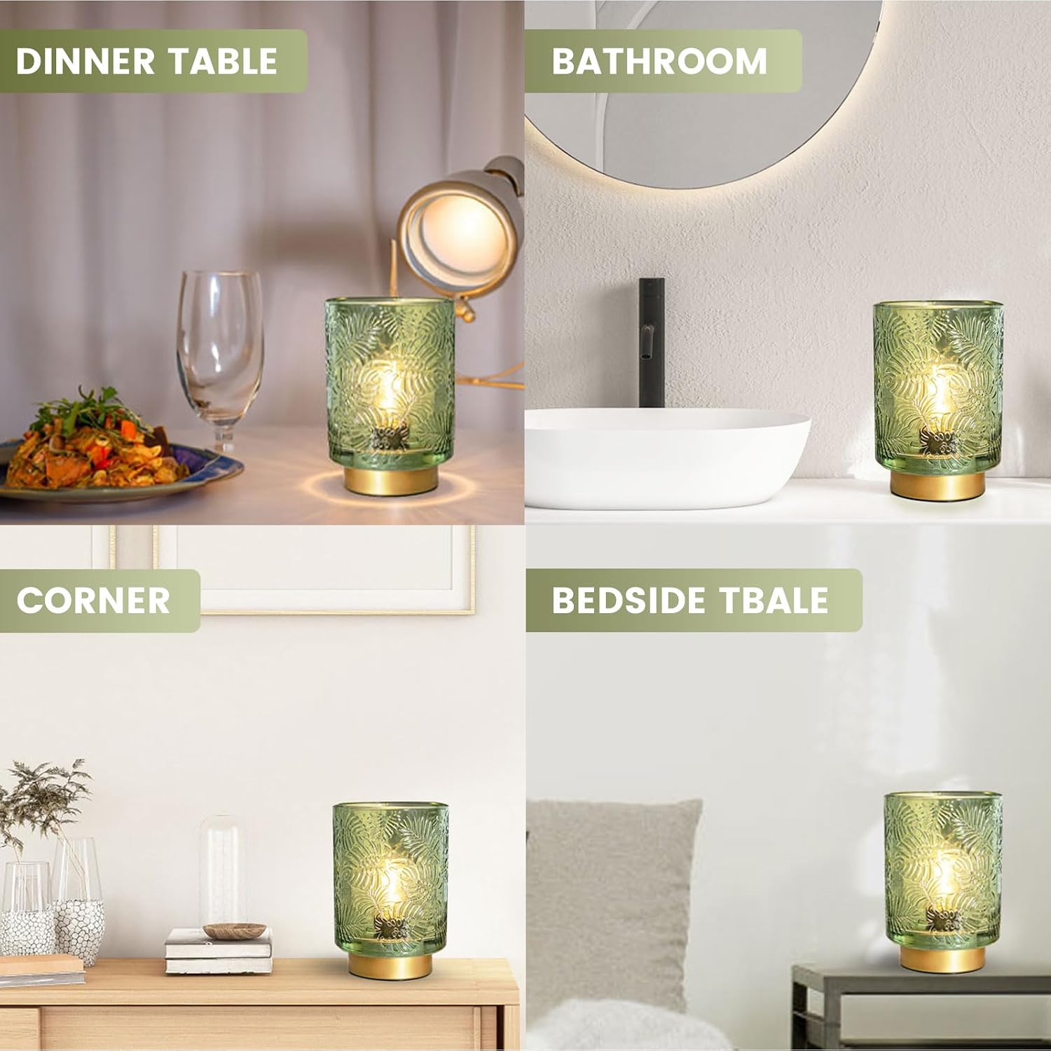 Glass Dimmable Brightness Wireless Lamp / Green