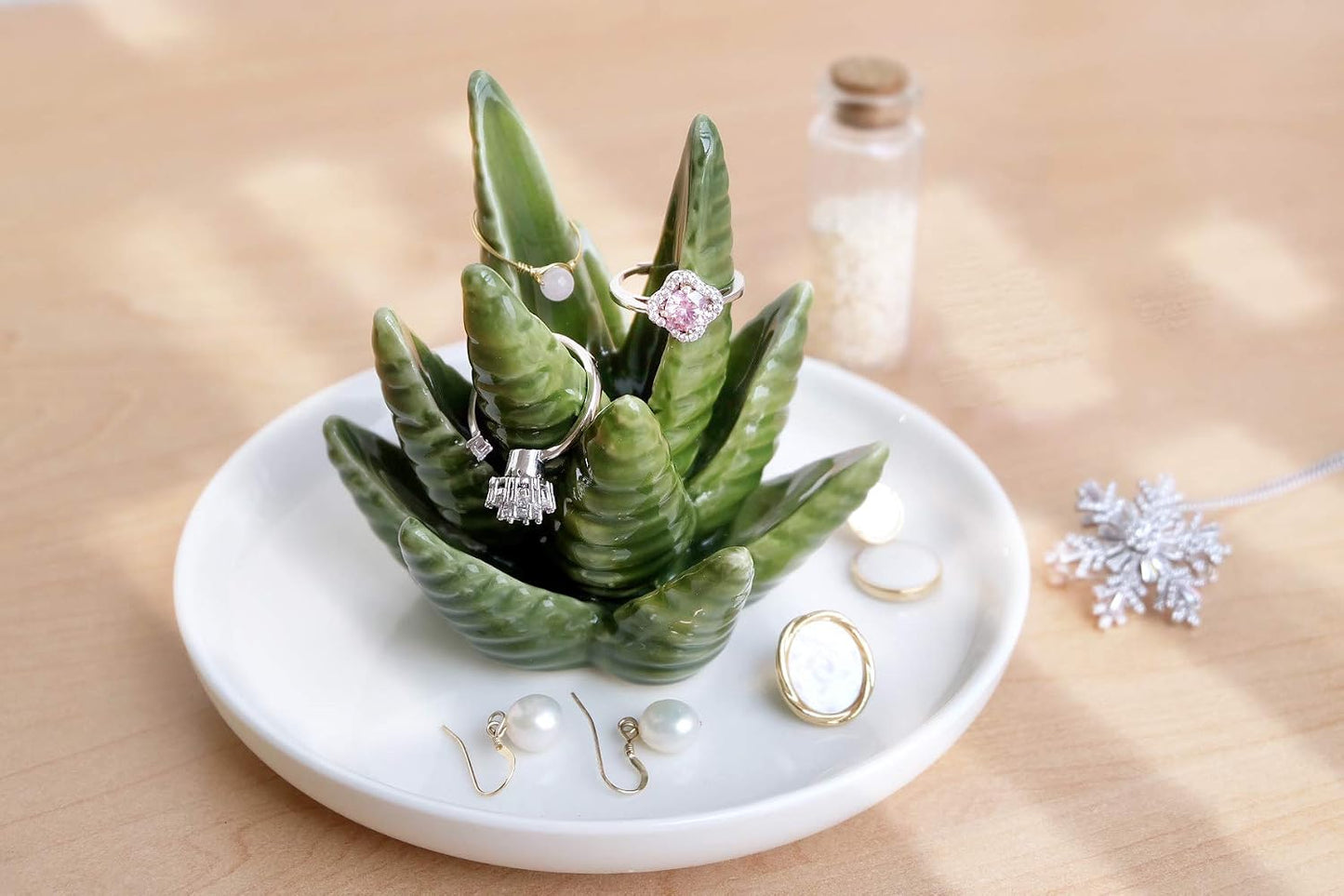 Ring Holder / Jewelry Holder Trinket Tray for Rings Earrings Necklace / Aloe