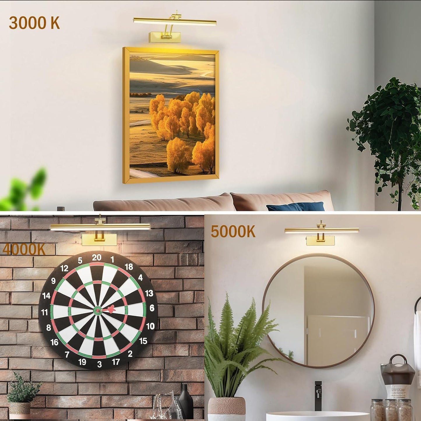 Yuichoy 2 Pack Picture Lights for Wall Battery Operated, 12 inch Wireless Art Lighting for Painting, 6 Colors Picture