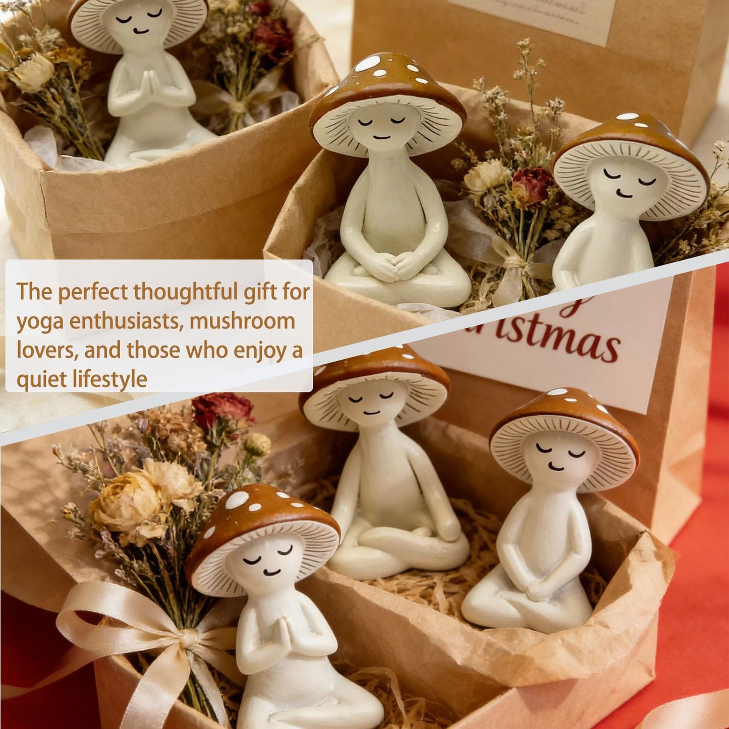 3-Piece Meditation Mushroom Figurine