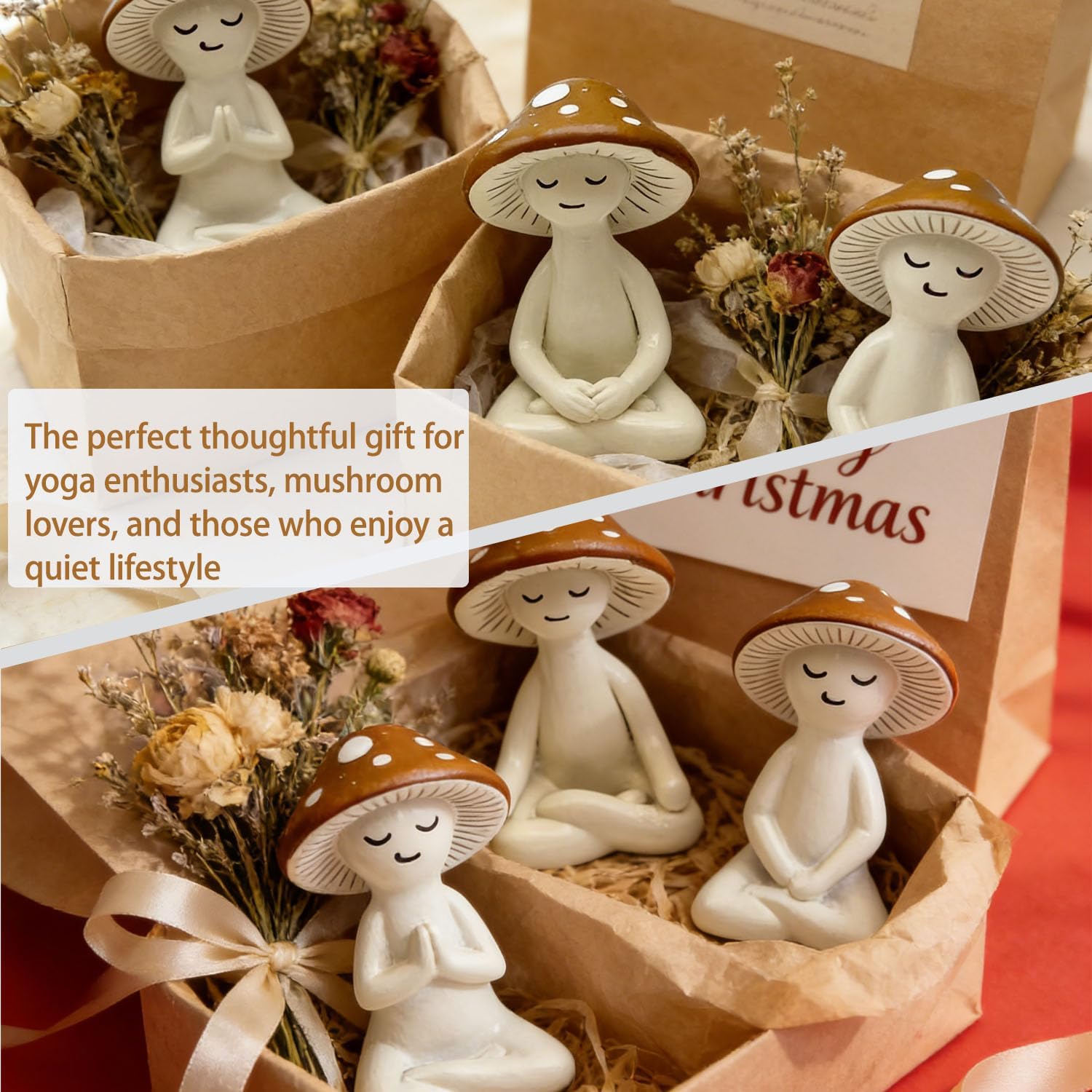 3-Piece Meditation Mushroom Figurine