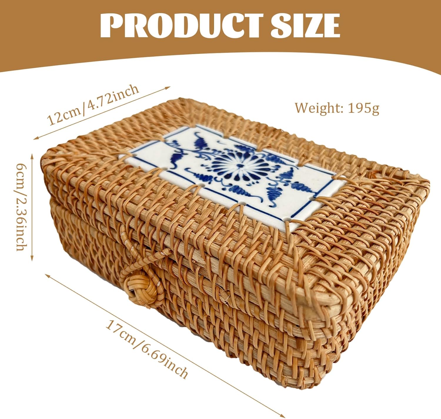 Wicker Basket / Rattan Storage Box / 7 x 5 x 2