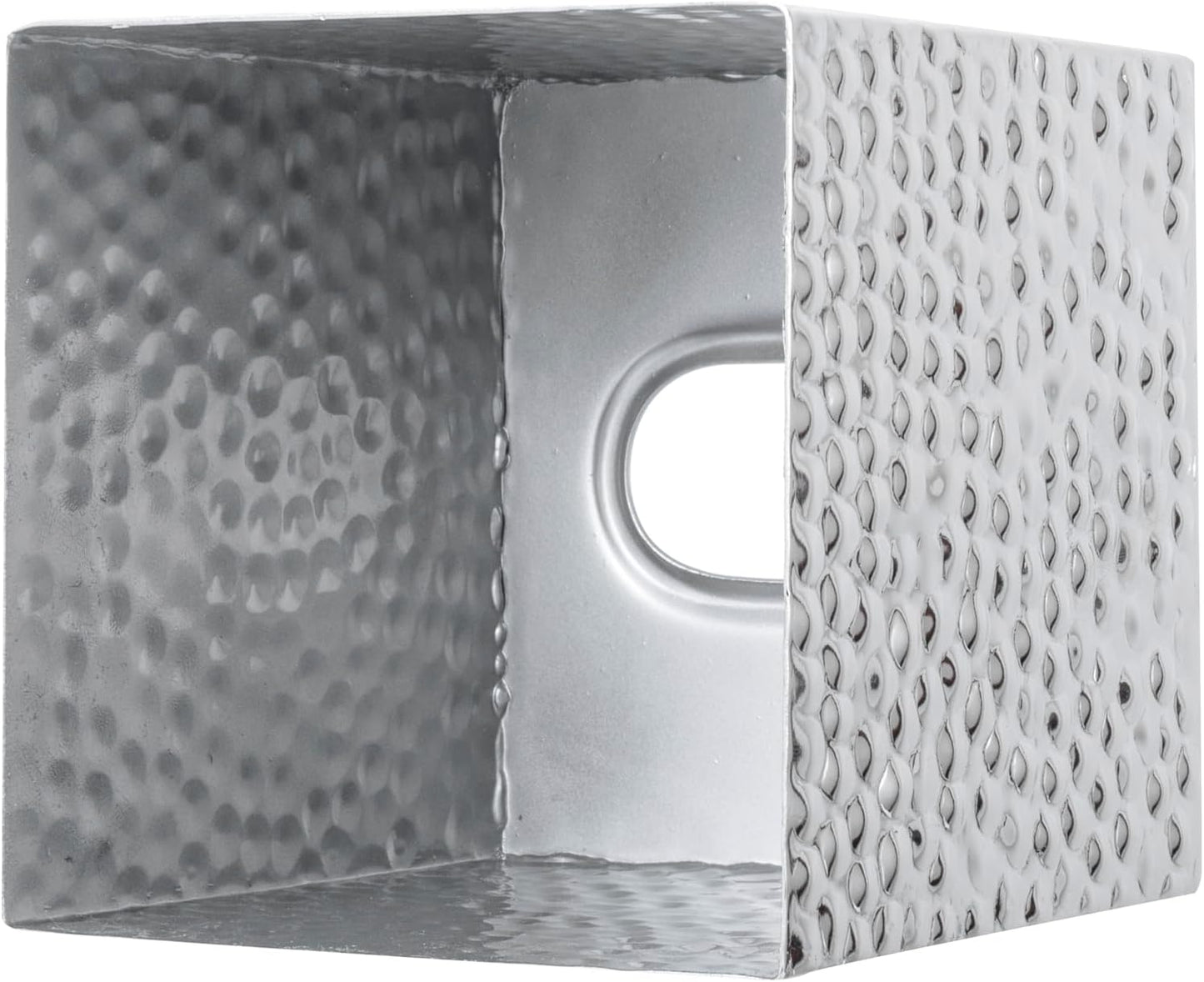 Modern Hammered Tone Metal Cube Facial Tissue Box Cover / Silver