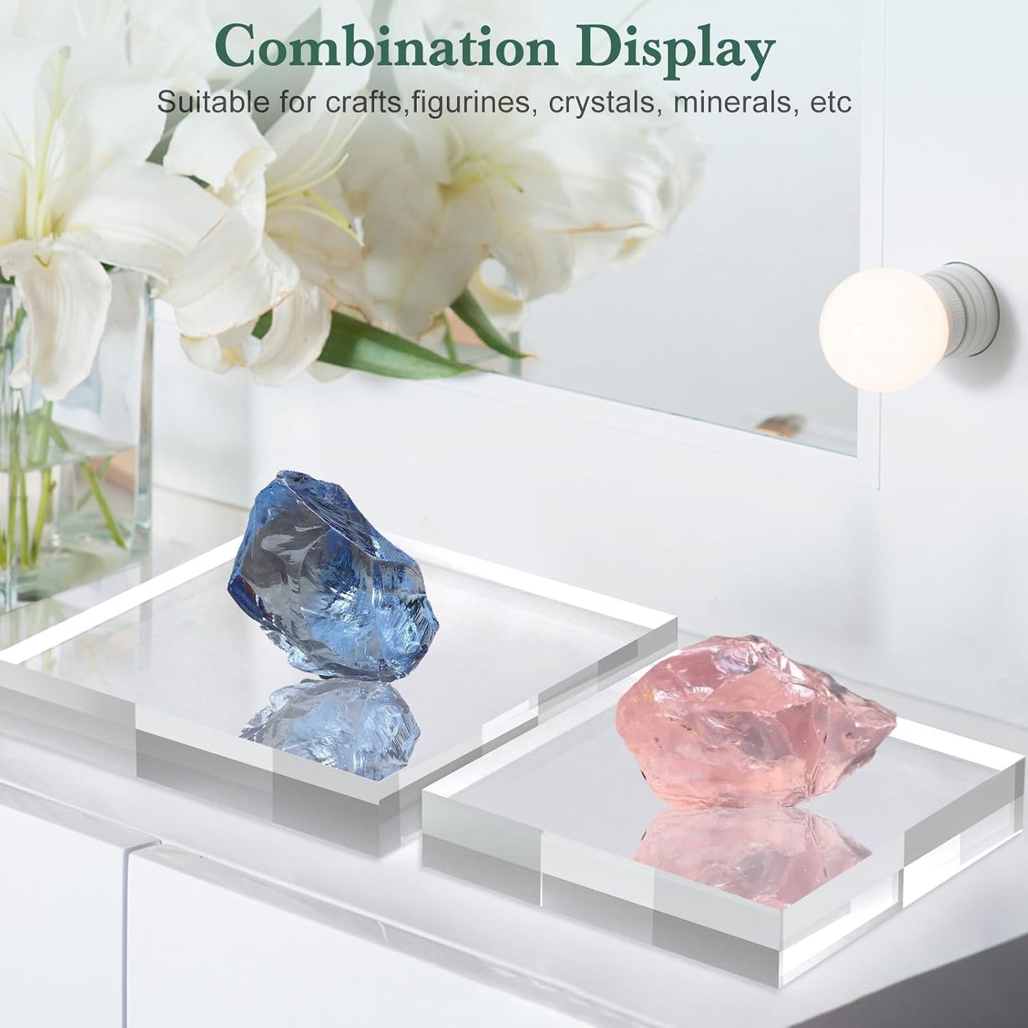 SAMYUCHO 4 Pcs 6 X 6 X 1 Inch Acrylic Blocks, Clear Square Acrylic Base | DIY Decoration for Drawing or Laser