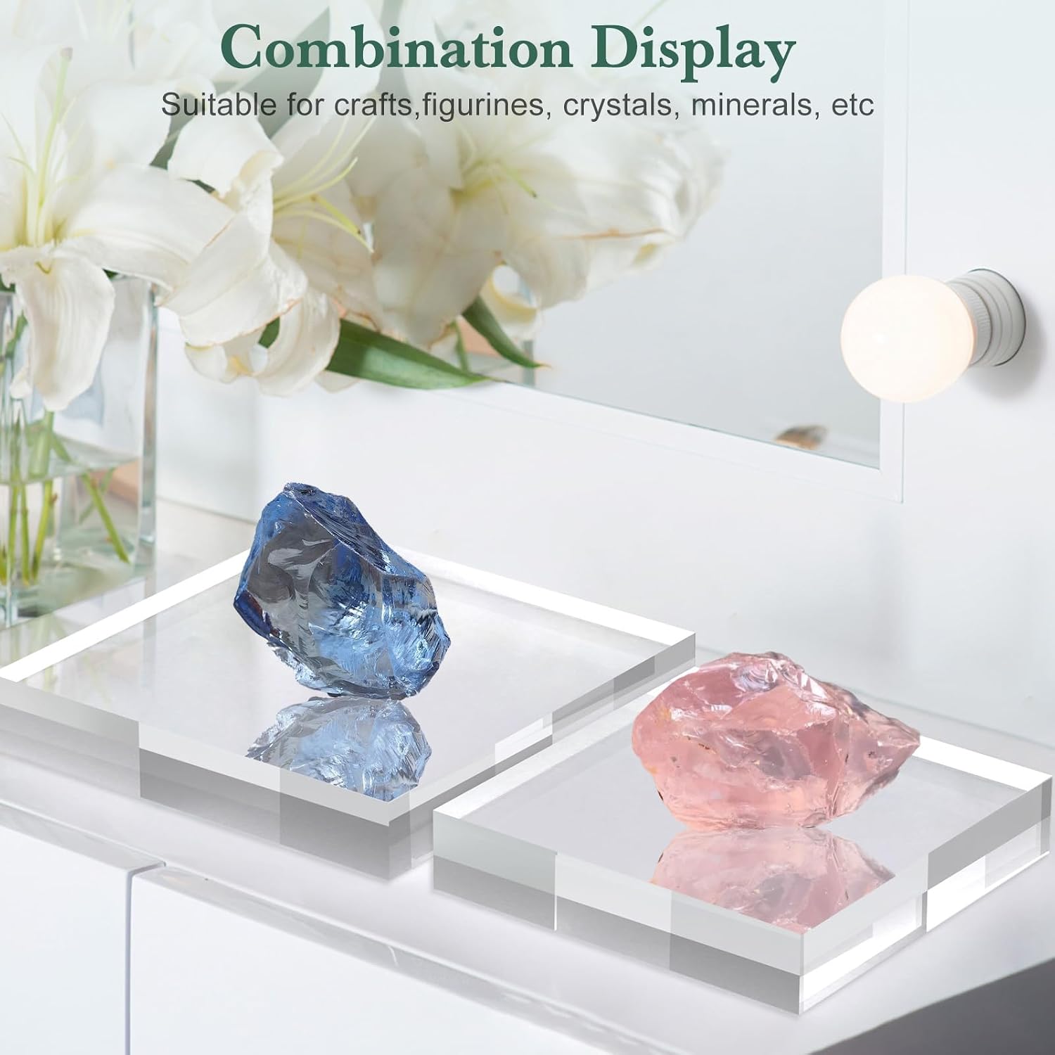 SAMYUCHO 4 Pcs 6 X 6 X 1 Inch Acrylic Blocks, Clear Square Acrylic Base | DIY Decoration for Drawing or Laser
