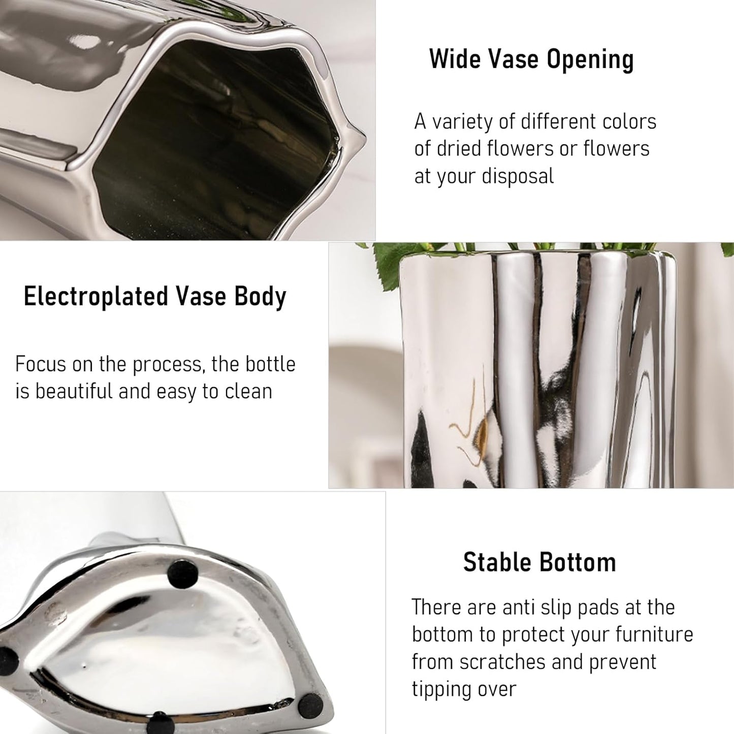 Liquid Chrome Ceramic Vase / Silver