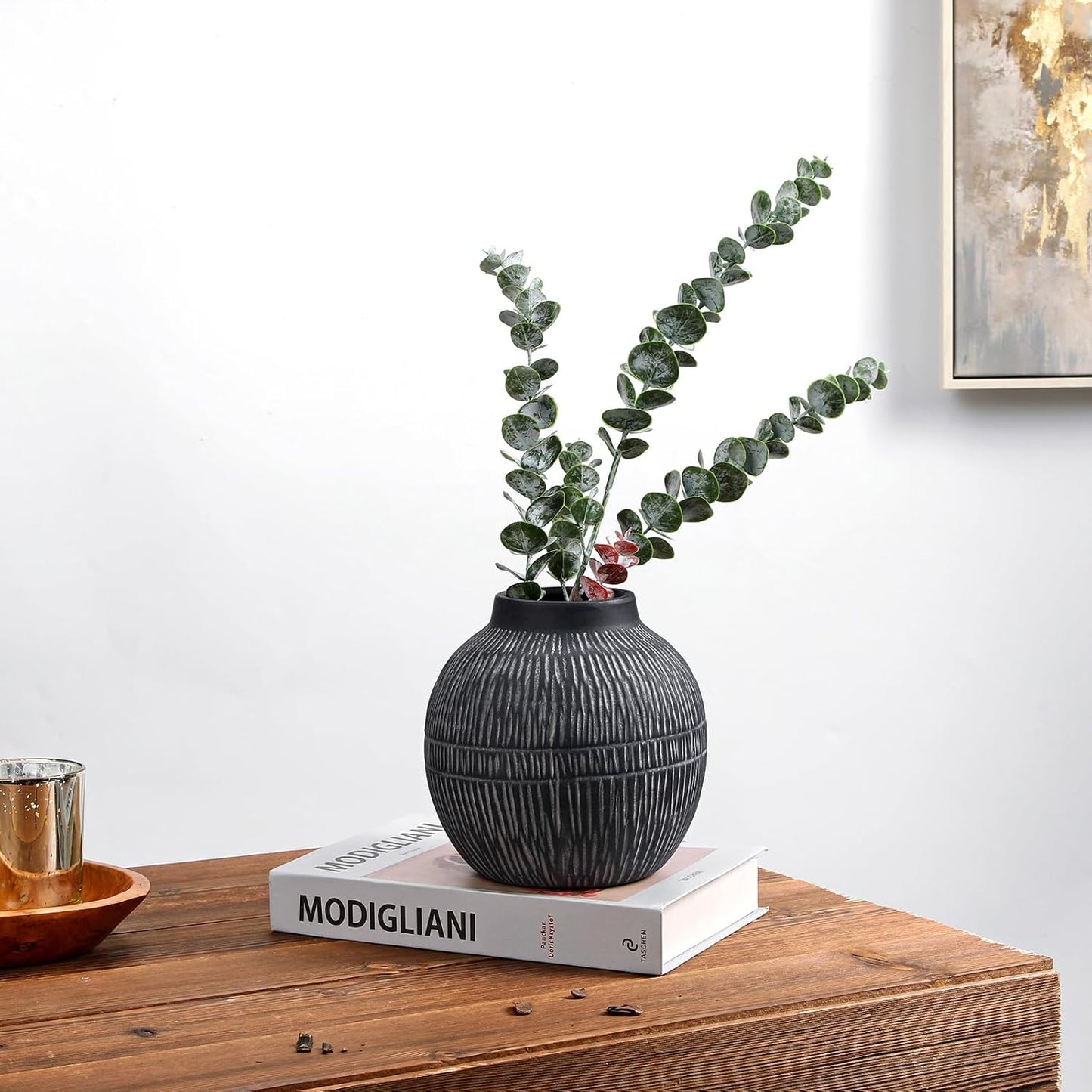 7" Short Rustic Vase / 7" Dark Grey
