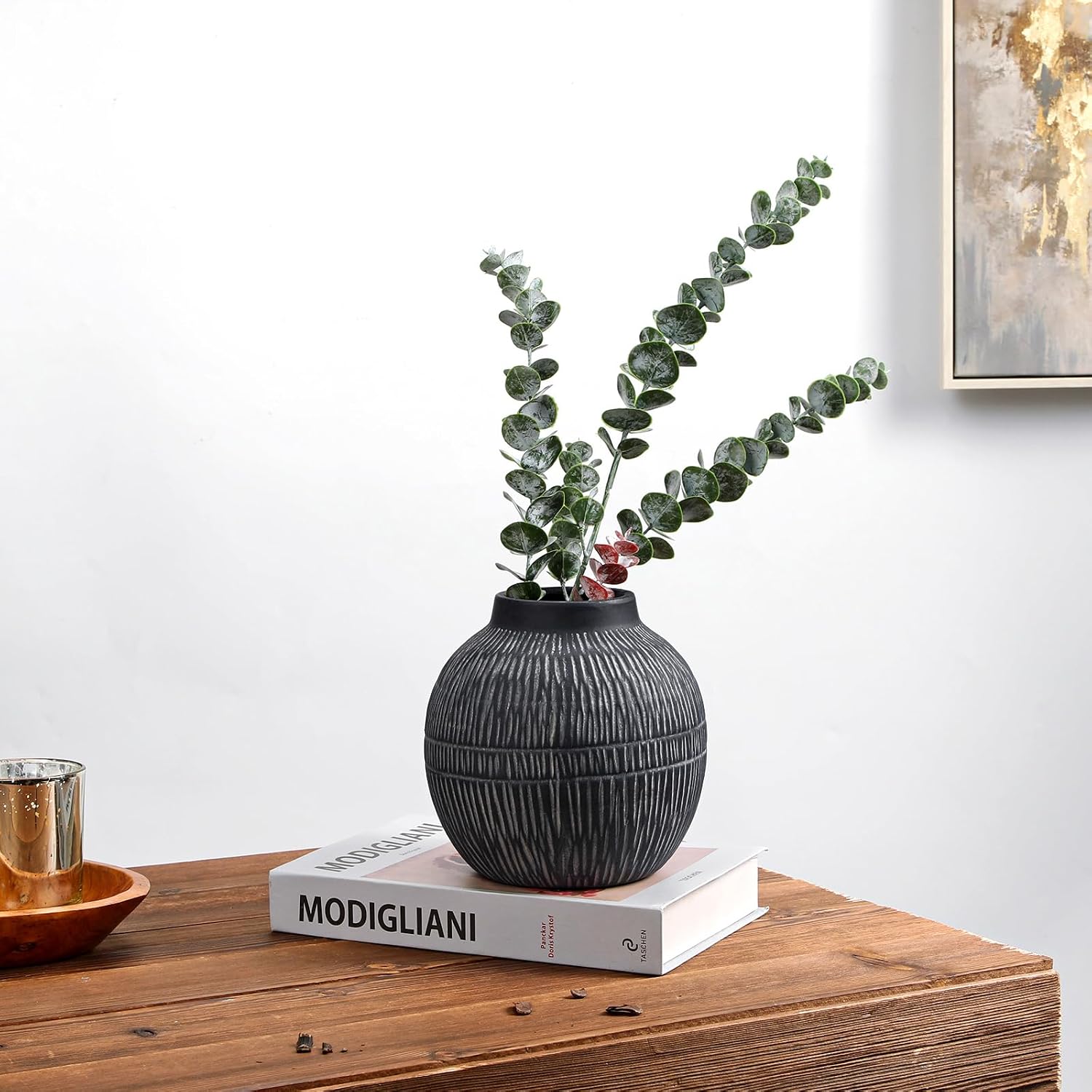 7" Short Rustic Vase / 7" Dark Grey