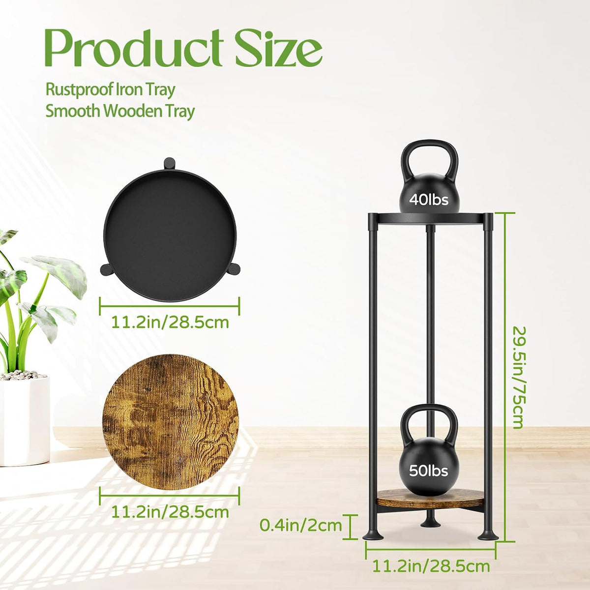 iDavosic.ly 2 Tier Corner Metal Plant Stand Indoor, 30 In Tall, Black Brown | Vertical Outdoor Flower Display Holder