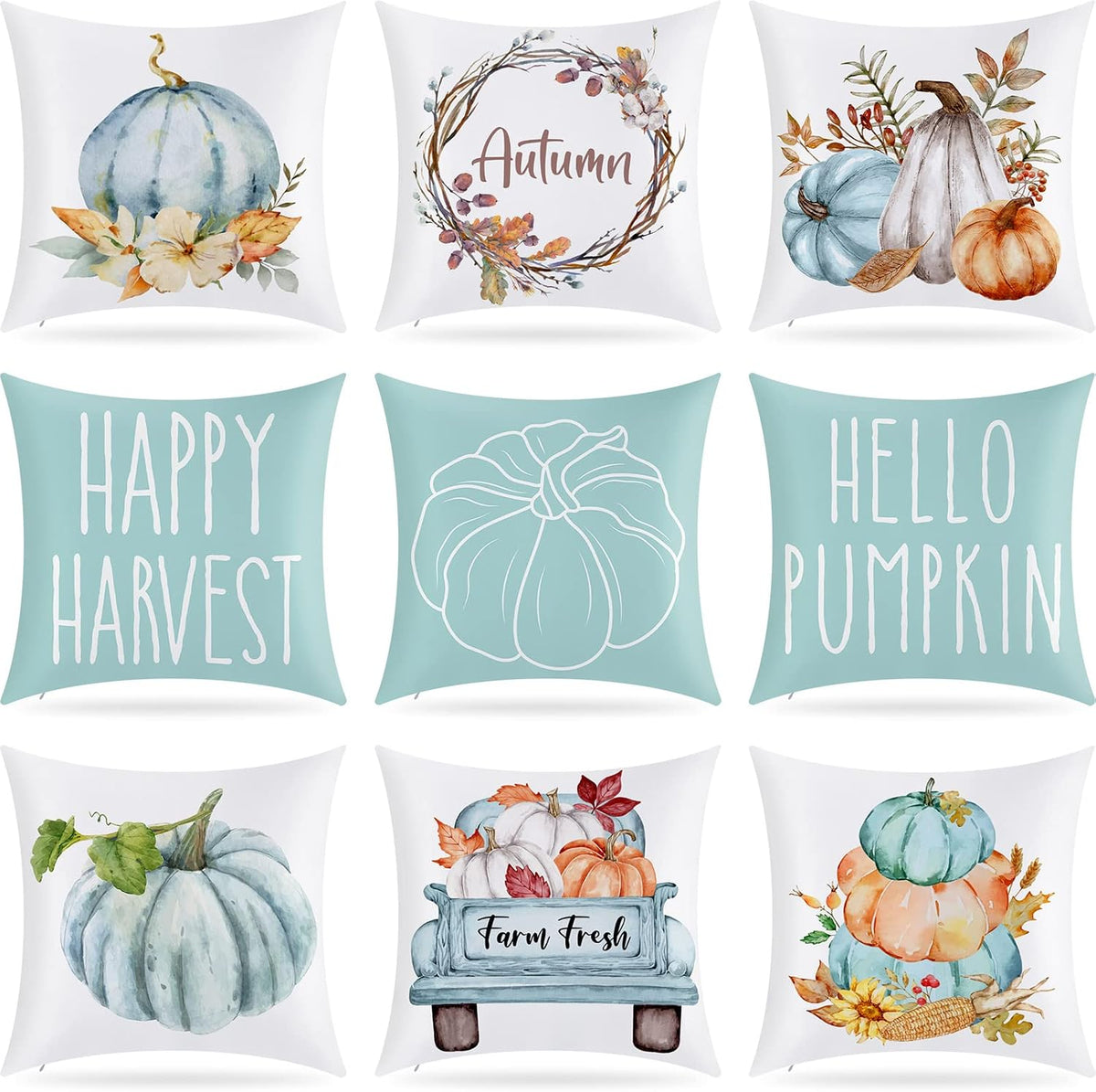 Artscope Pumpkin Fall Throw Pillow Covers 18x18 Set of 2, Autumn Soft Plush Faux Fur Decoration Cushion Covers for Thanksgiving Holiday Couch Sofa Bedroom Home Decor-Beige